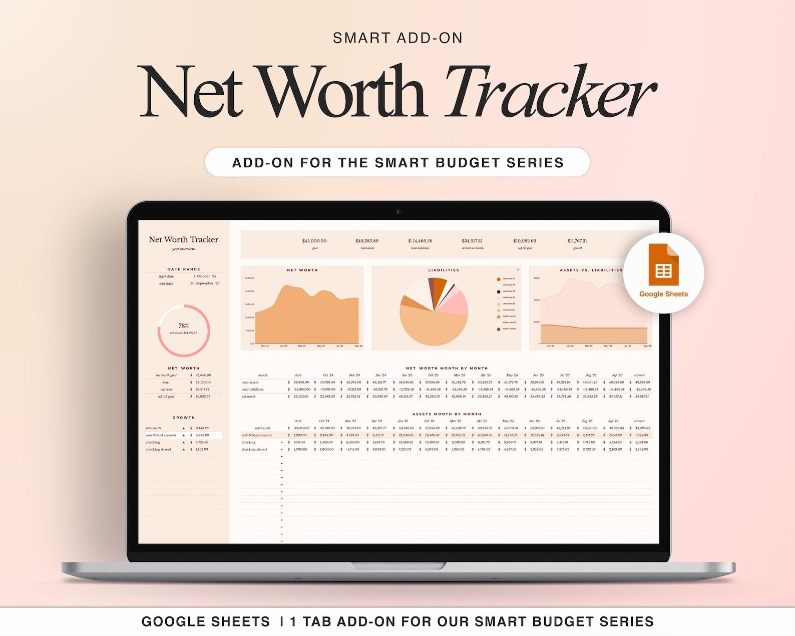 ADD-ON: Net Worth Tracker Add On for Our Smart Budget Spreadsheet product image (1)