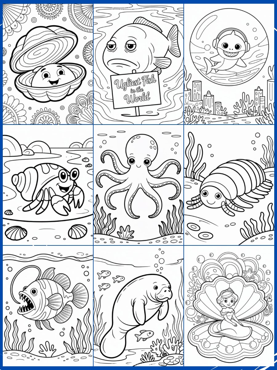 30+ Ocean theme coloring sub-niche prompts for Ideogram Ai product image (2)