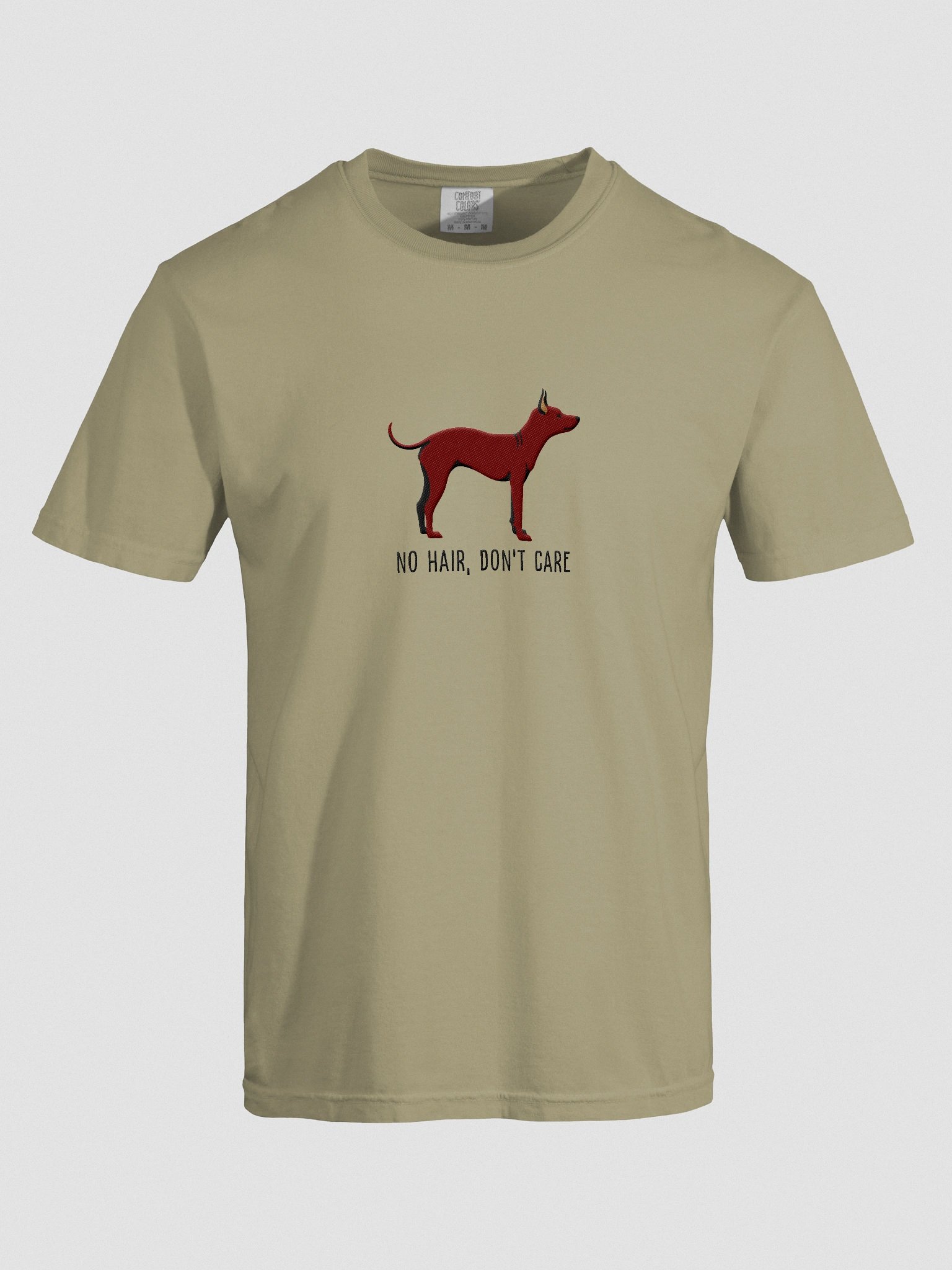 No Hair, Don't Care T-Shirt(Embroidered) of an American Hairless Terrier(Chocolate) product image (10)