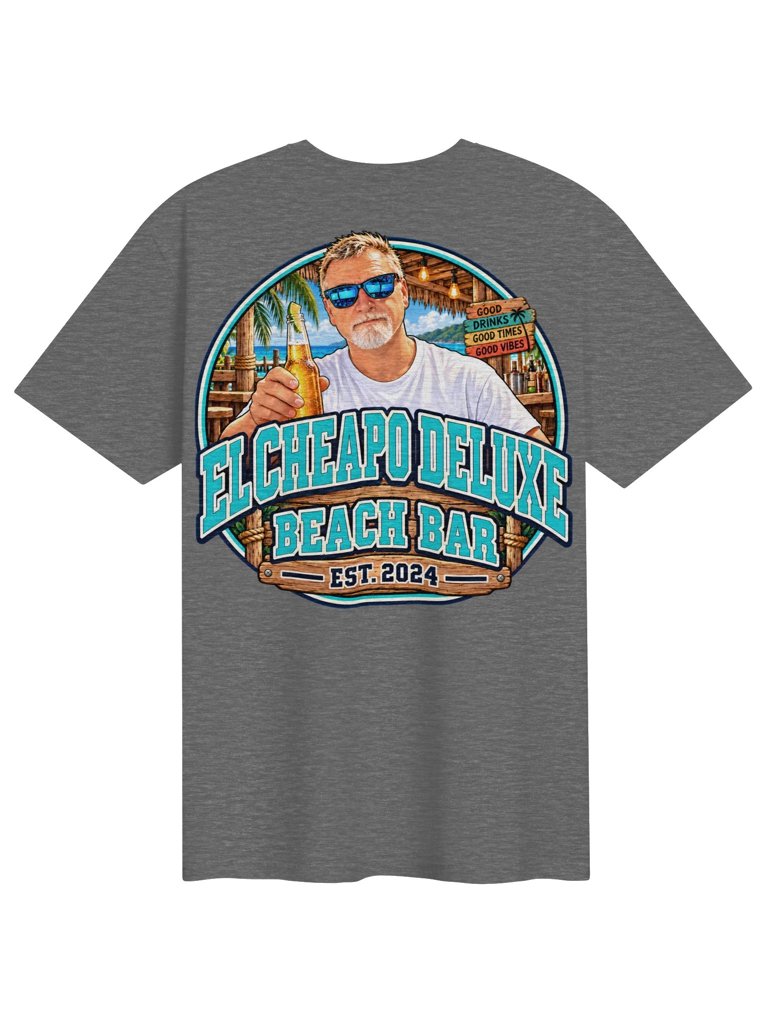 El Cheapo Deluxe Beach Bar – Coastal Classic Logo Tee with Signature Badge Back product image (16)