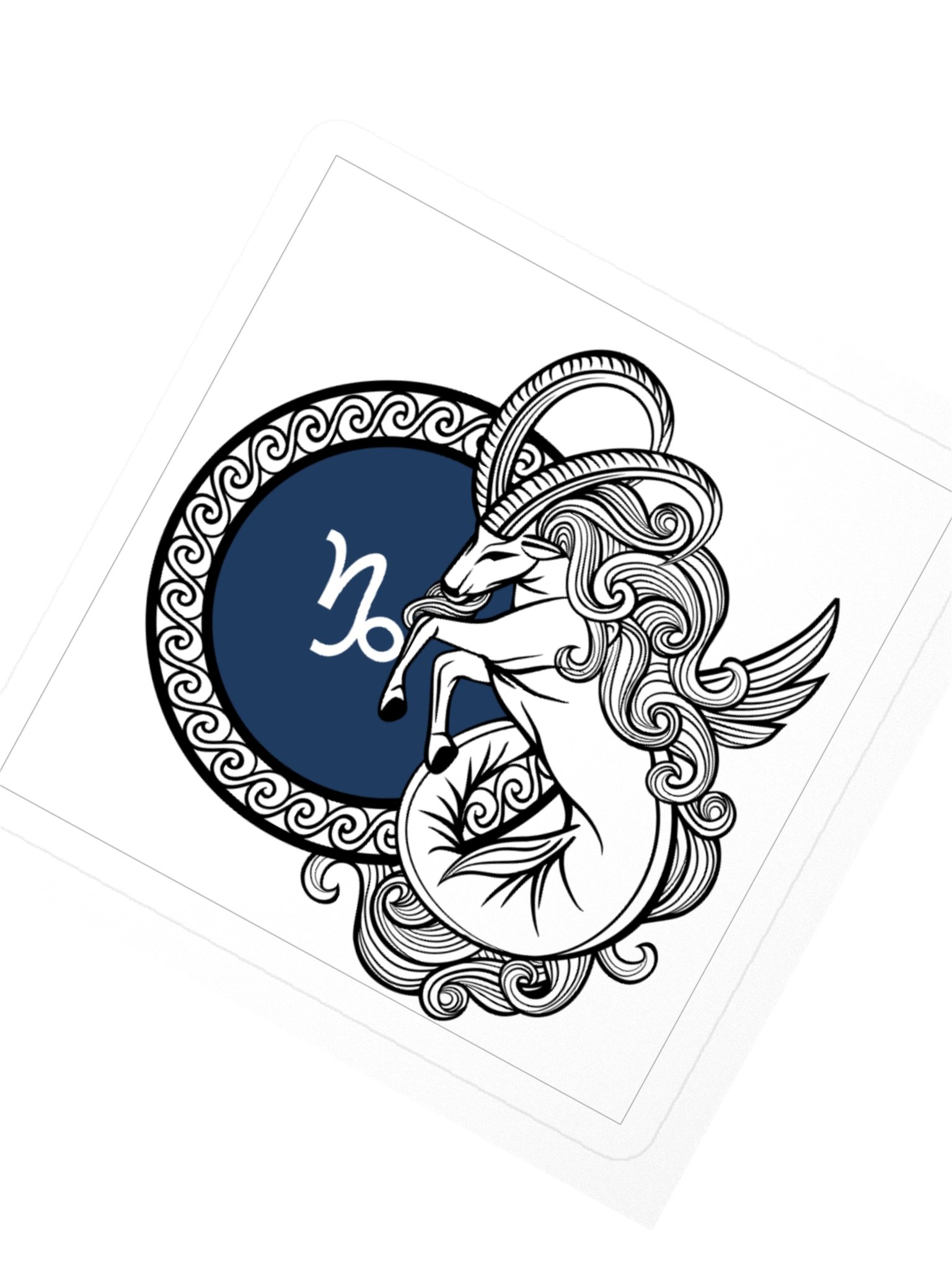 Capricorn Zodiac Sticker — Ornate Sea Goat Crest Design product image (2)