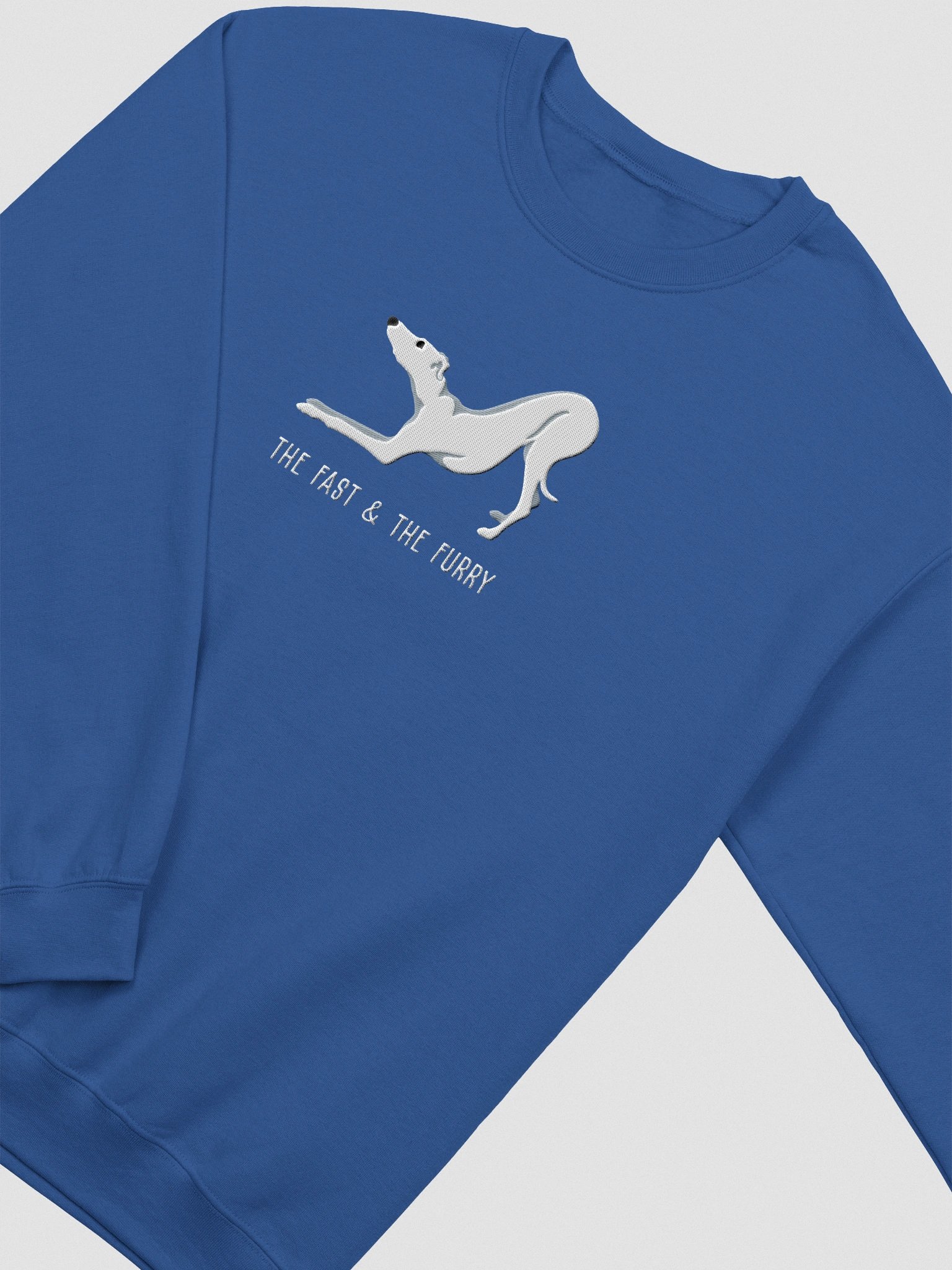 The Fast & the Furry Sweatshirt (Embroidered) of an Italian Greyhound(White) product image (6)