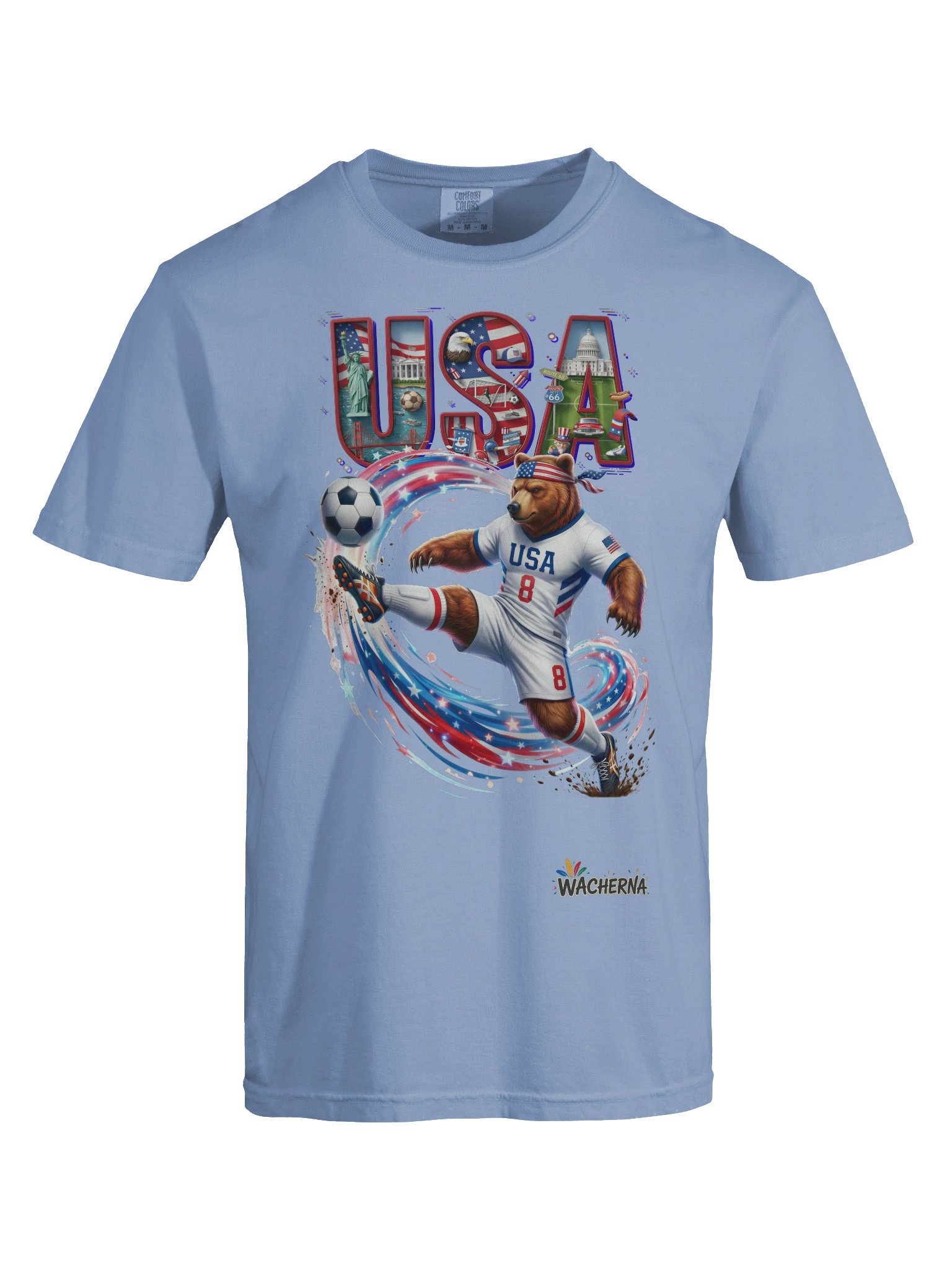 USA Bald Eagle Mascot Fan Art T-Shirt – Vibrant Culture & Soccer Streetwear product image (2)