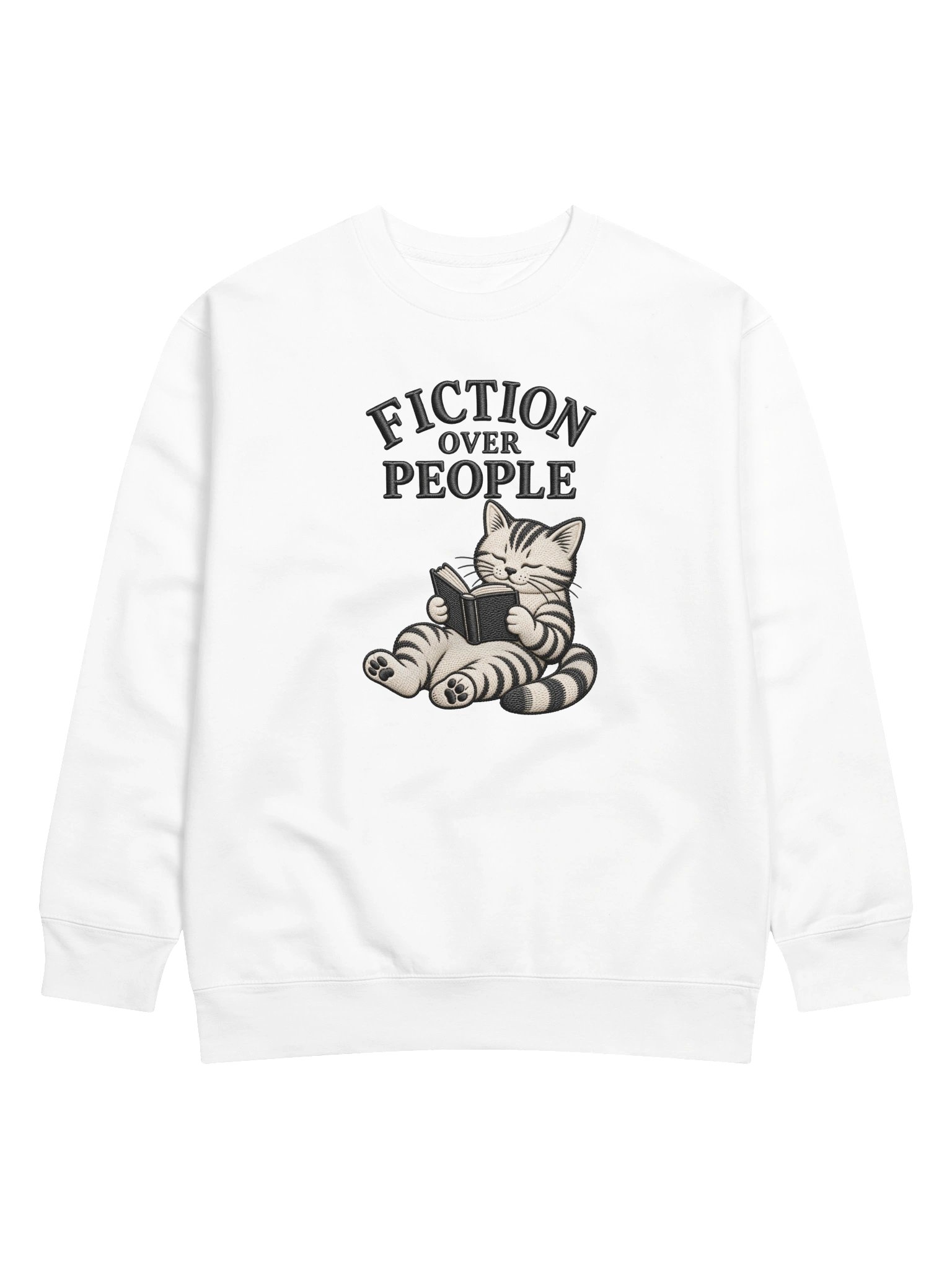 Fiction Over People Book Lover Cat Sweatshirt | Cotton Heritage Premium Sweatshirt product image (60)