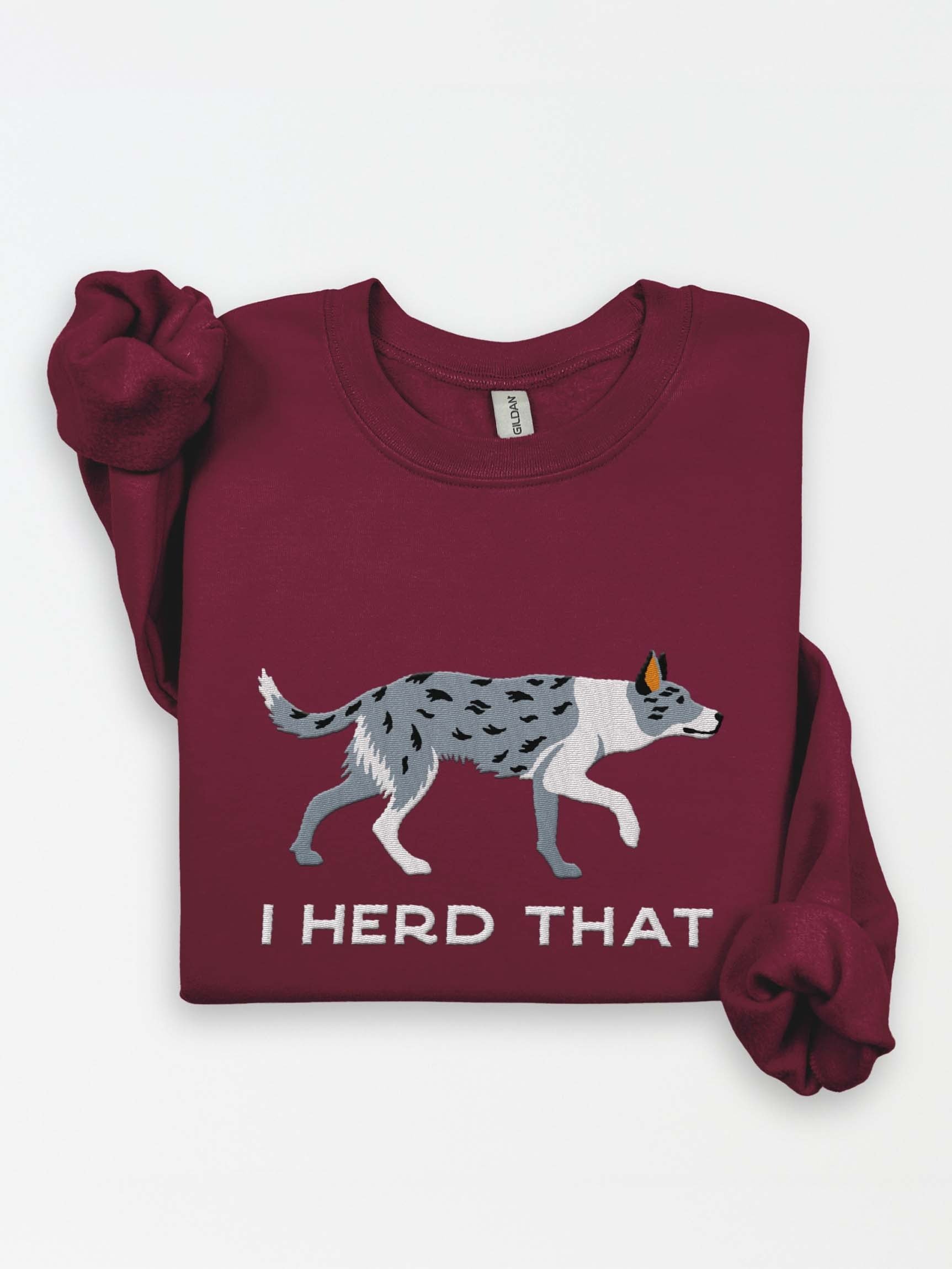 I Herd That Sweatshirt (Embroidered) of a Smooth-Coated Border Collie(Blue Merle) product image (1)