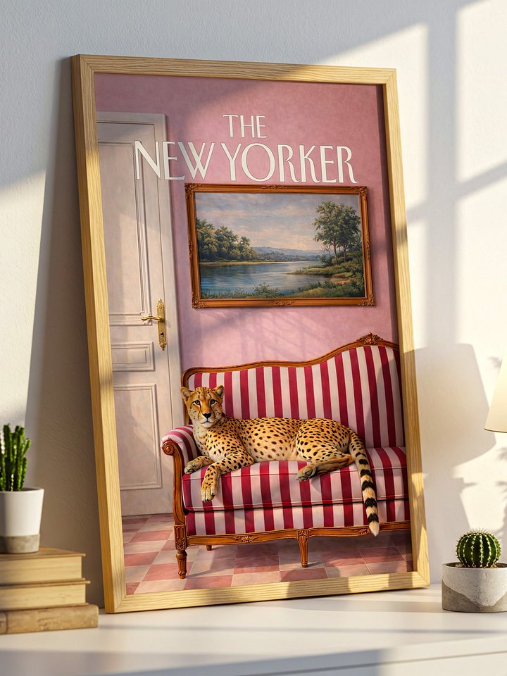 Cheetah on Sofa Wall Art-The New Yorker Style Print product image (1)