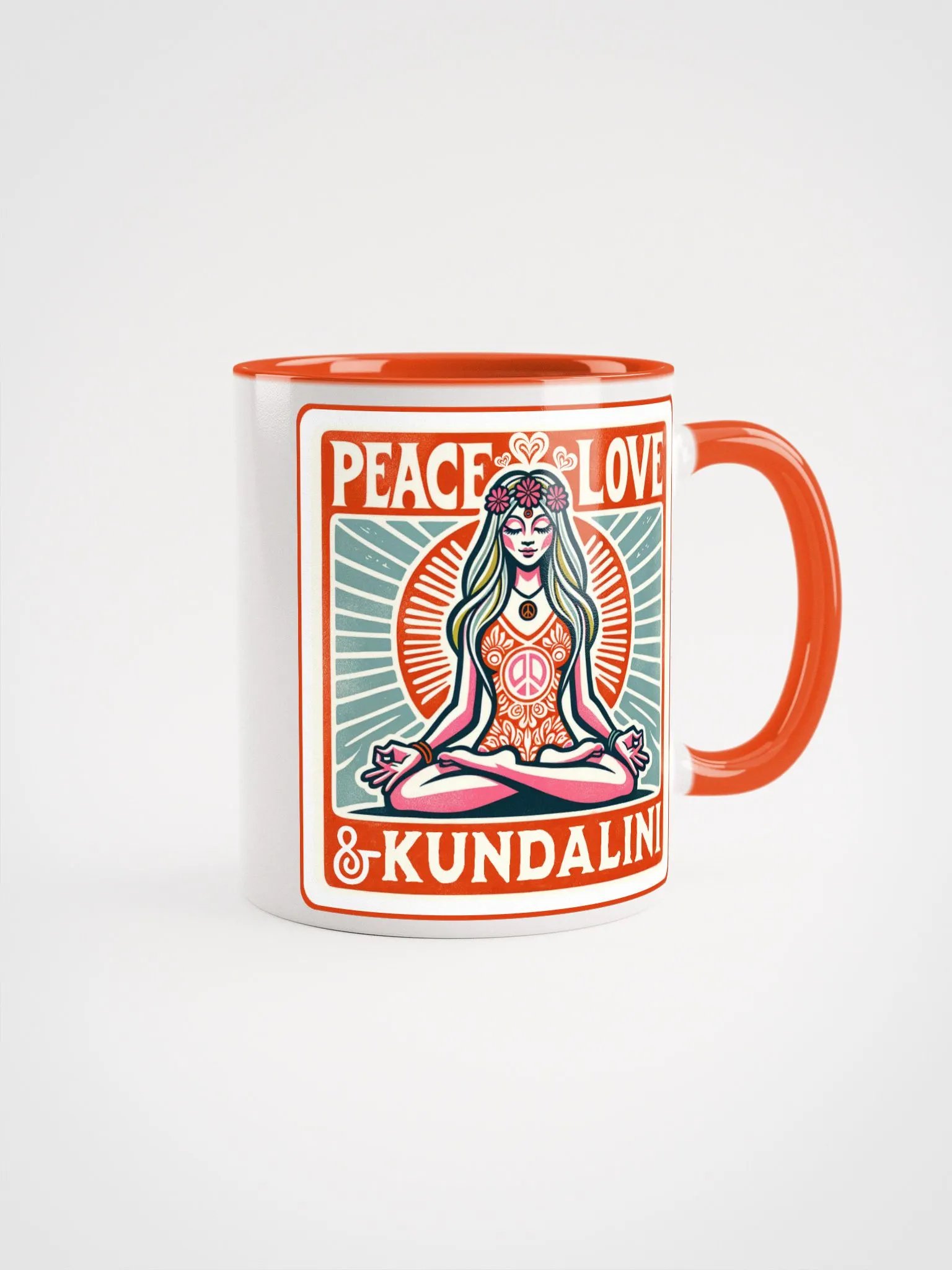 Peace, Love & Kundalini Orange Accent Mug product image (1)