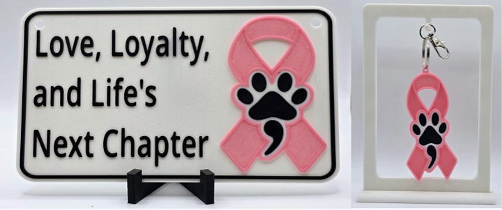 🩷 Pink Awareness Ribbon Bundle | Ribbon Sign + Keychain product image (1)