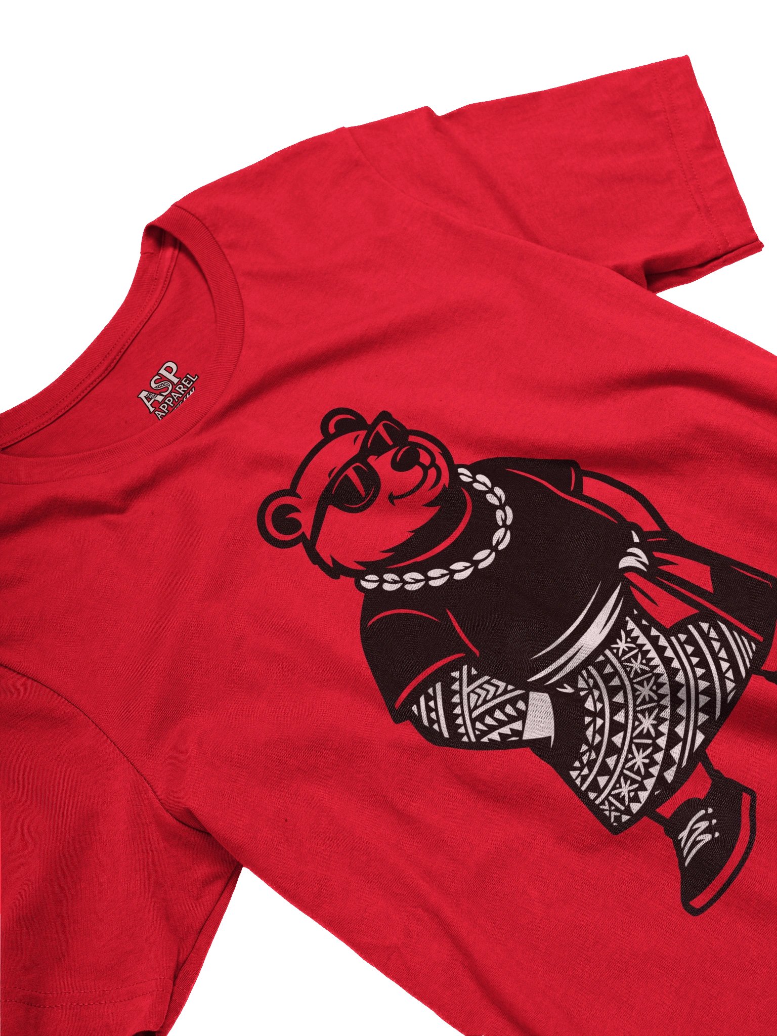 Urban Island Bear Tee – Samoan Streetwear T-Shirt with Tribal Lavalava Design | ASP Apparel product image (3)