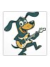 Retro Dog Playing Bass Guitar Sticker – Vintage Cartoon Bassist Decal for Laptop, Guitar Case &amp; Water Bottle