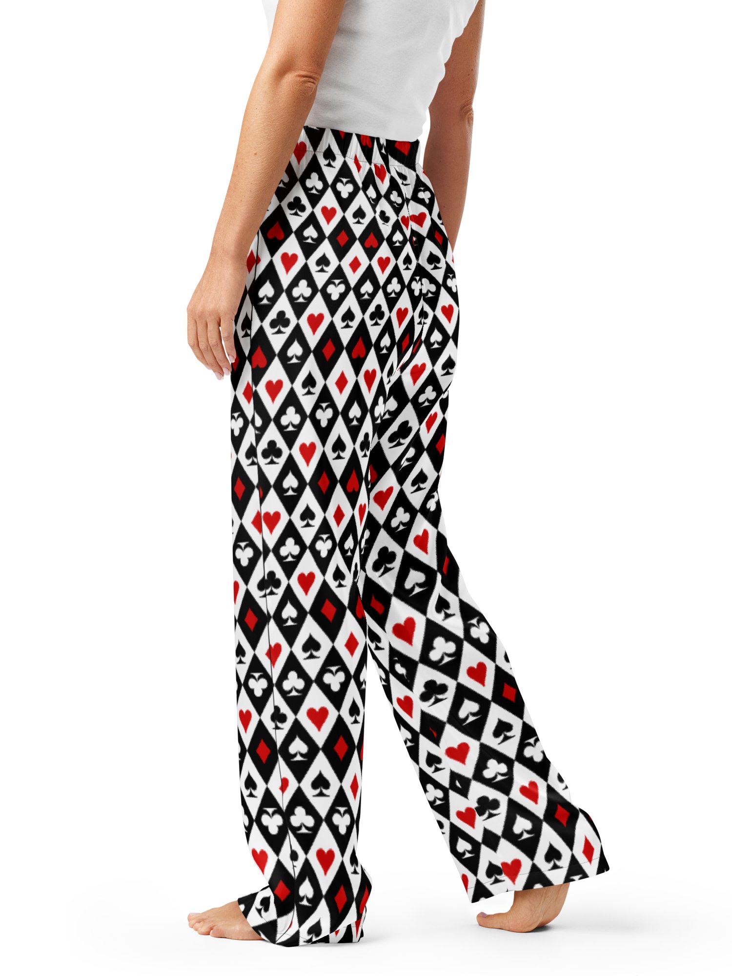 Retro Playing Card Suits Argyle All-Over Print Pajama Pants product image (7)