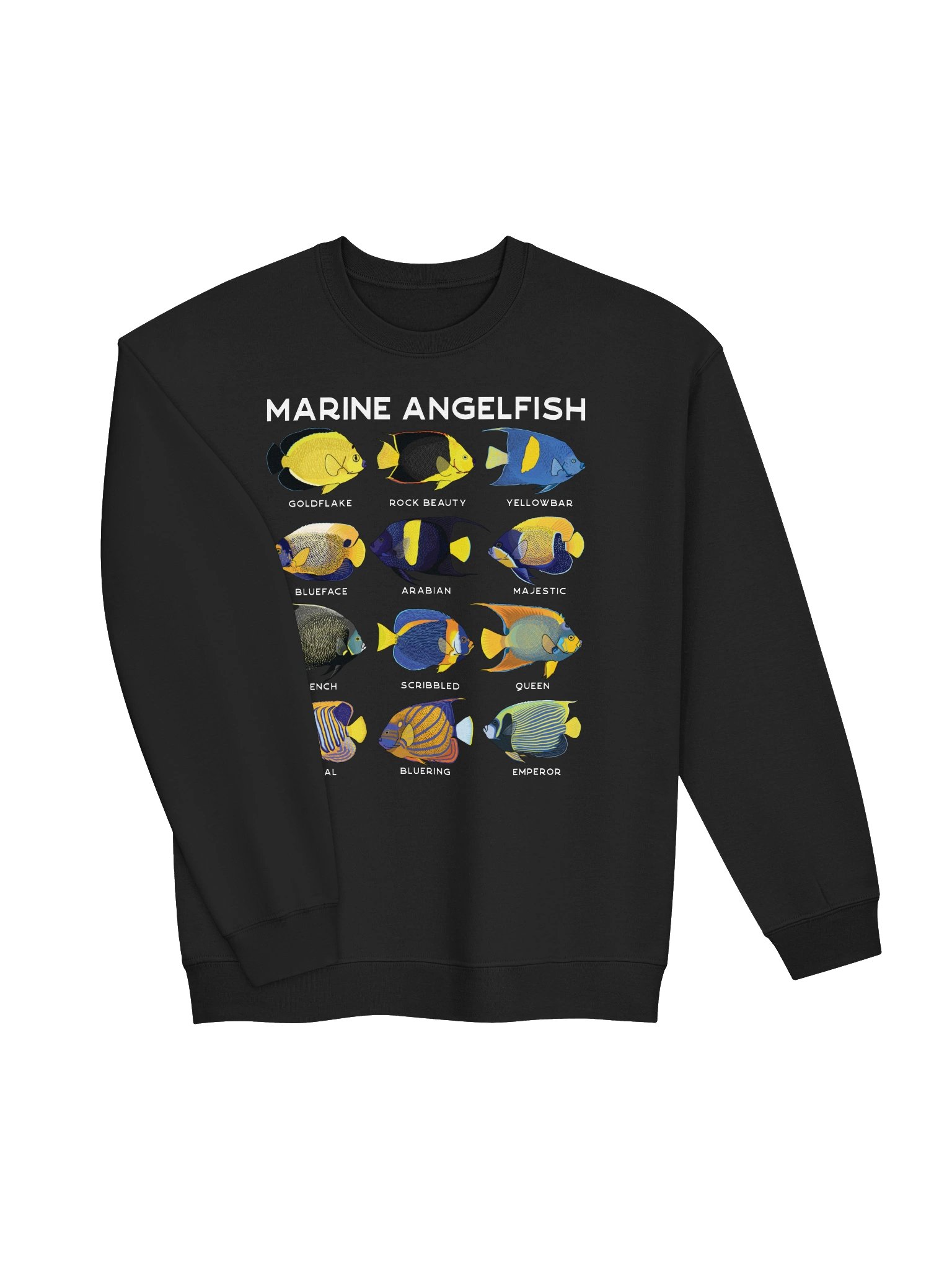 Marine Angelfish Identification Chart Sweatshirt for Reef Aquarium Lovers product image (7)