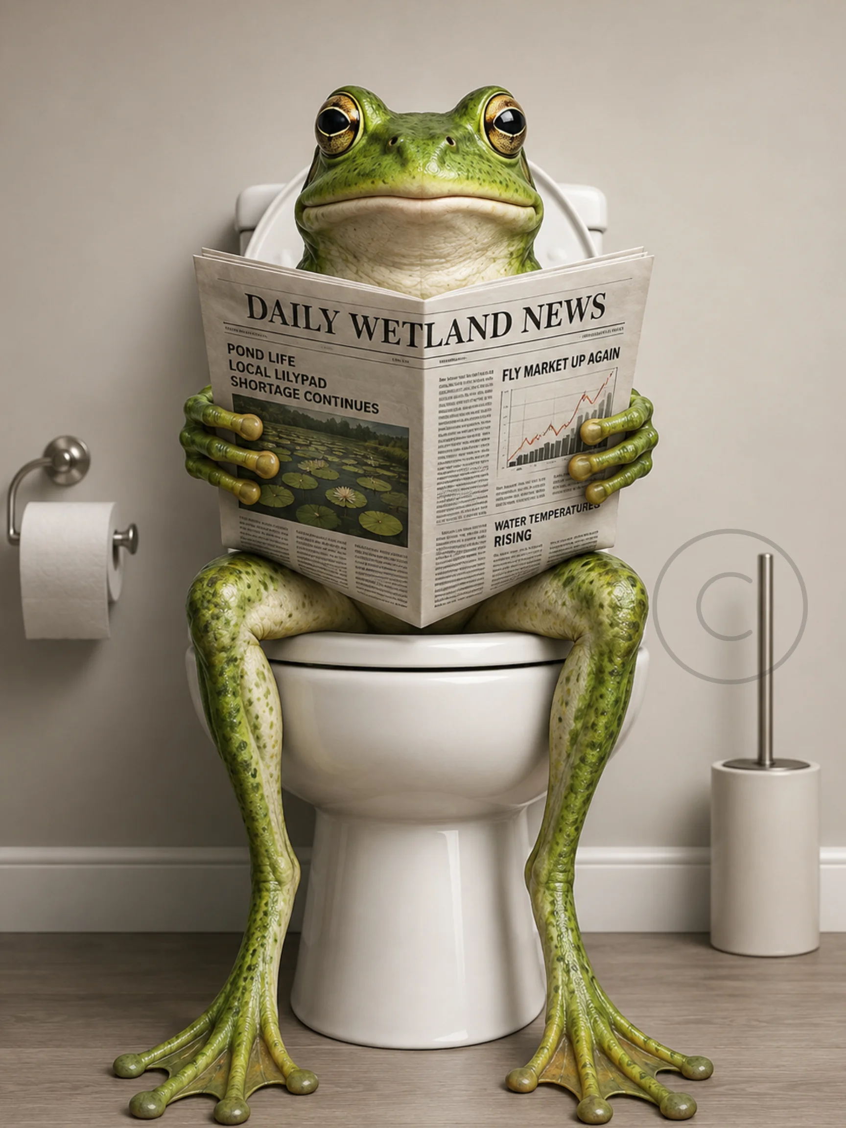 Frog on a Toilet Bathroom Poster product image (1)