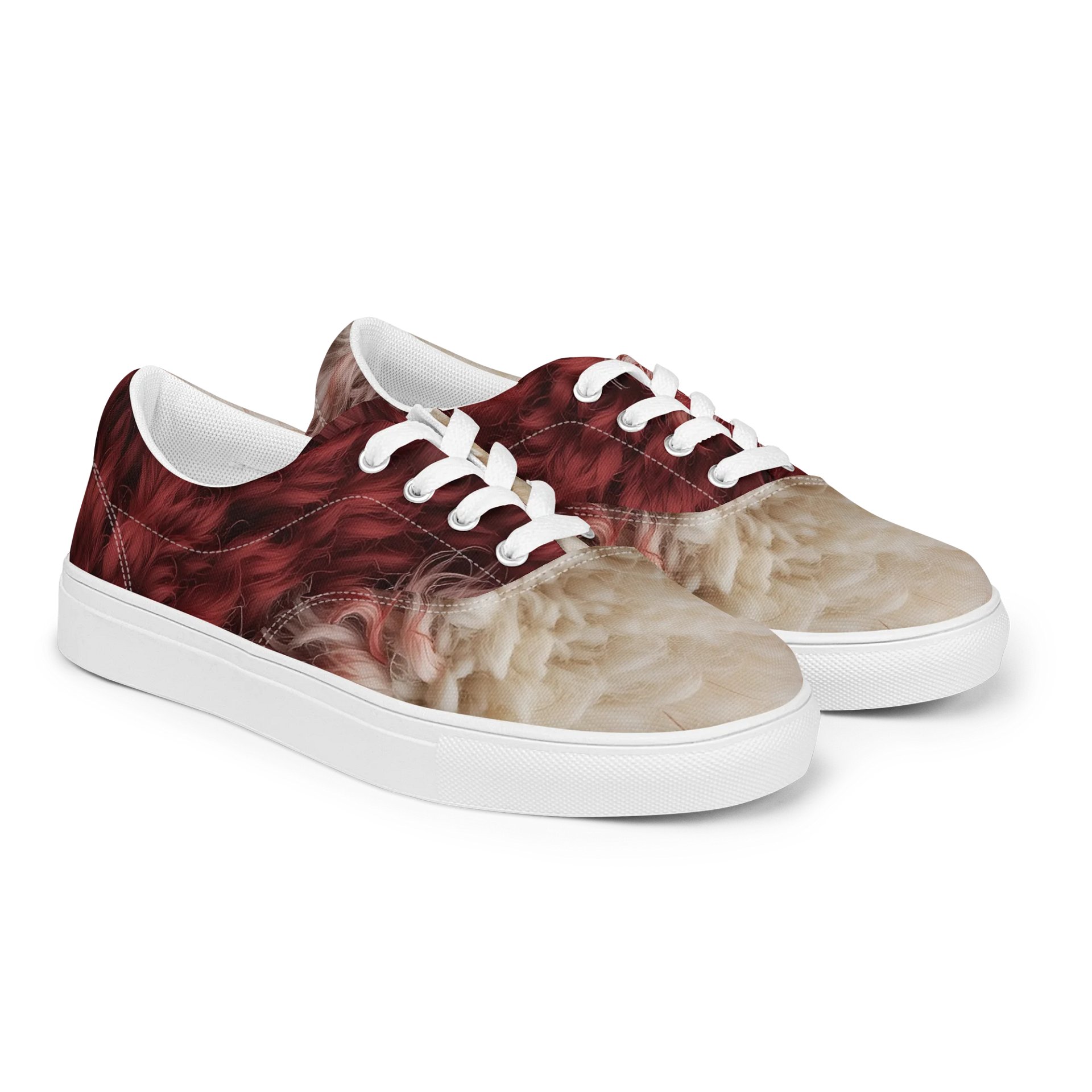Crimson Fluff Lace-Up Canvas Shoes product image (3)