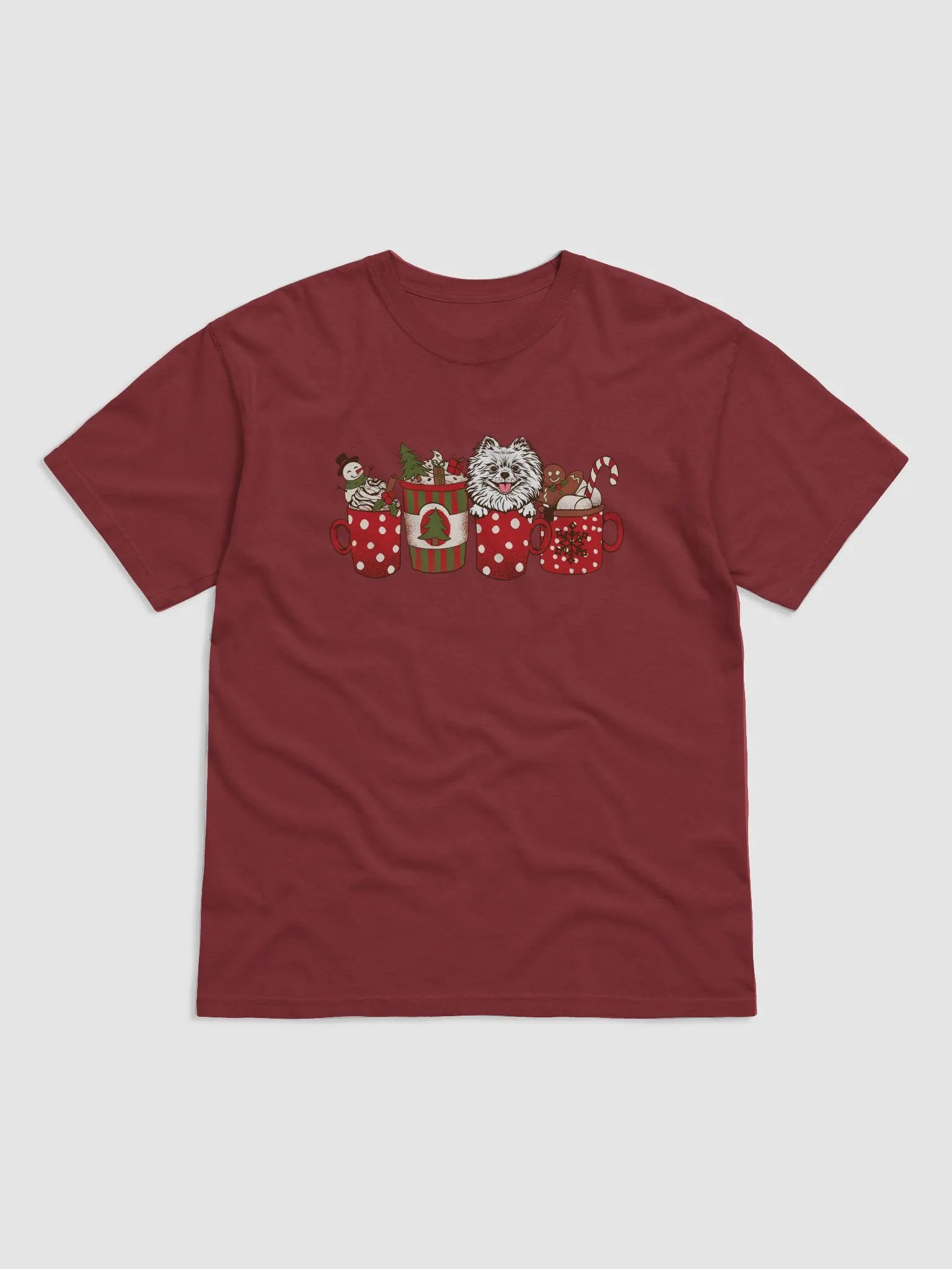 Cute Pomeranian(White) in a Christmas Cup T-Shirt | Funny Christmas Pup in a Cup product image (4)