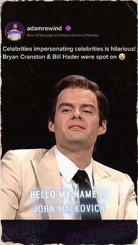 Some celebrities do celebrity impressions so well it's actually unsettling 😆 

Bill Hader casually becoming John Malkovich is...