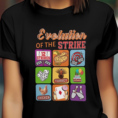 🎳 Evolution Of A Strike tee is here to bowl you over! 😄 This design is a wild celebration of every epic bowling moment—from t...