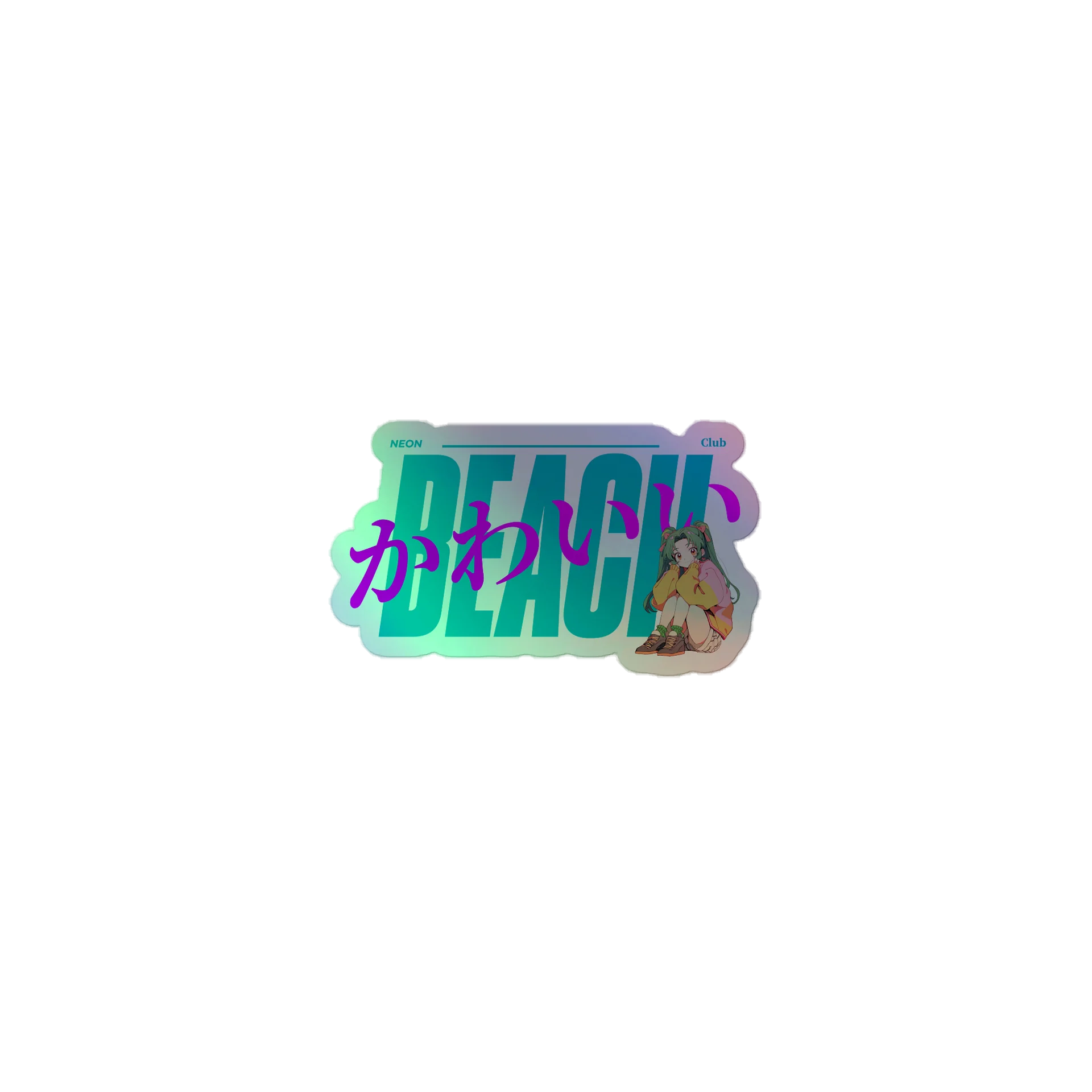 Neon Beach Club Holographic Sticker
