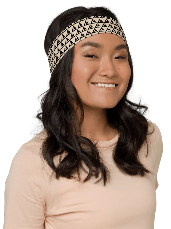 LEANDRO DE LA VEGA HEADBAND CHAMPANGNE BLACK LOGO product image (1)