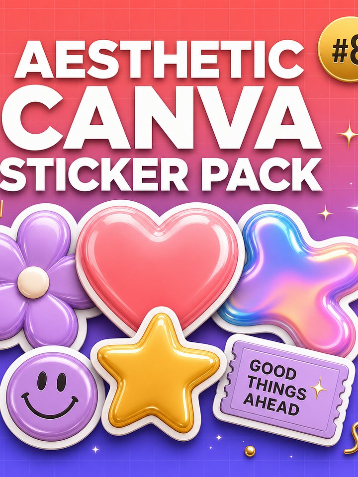 Aesthetic Canva Sticker Pack – 200+ Design Elements for Creators