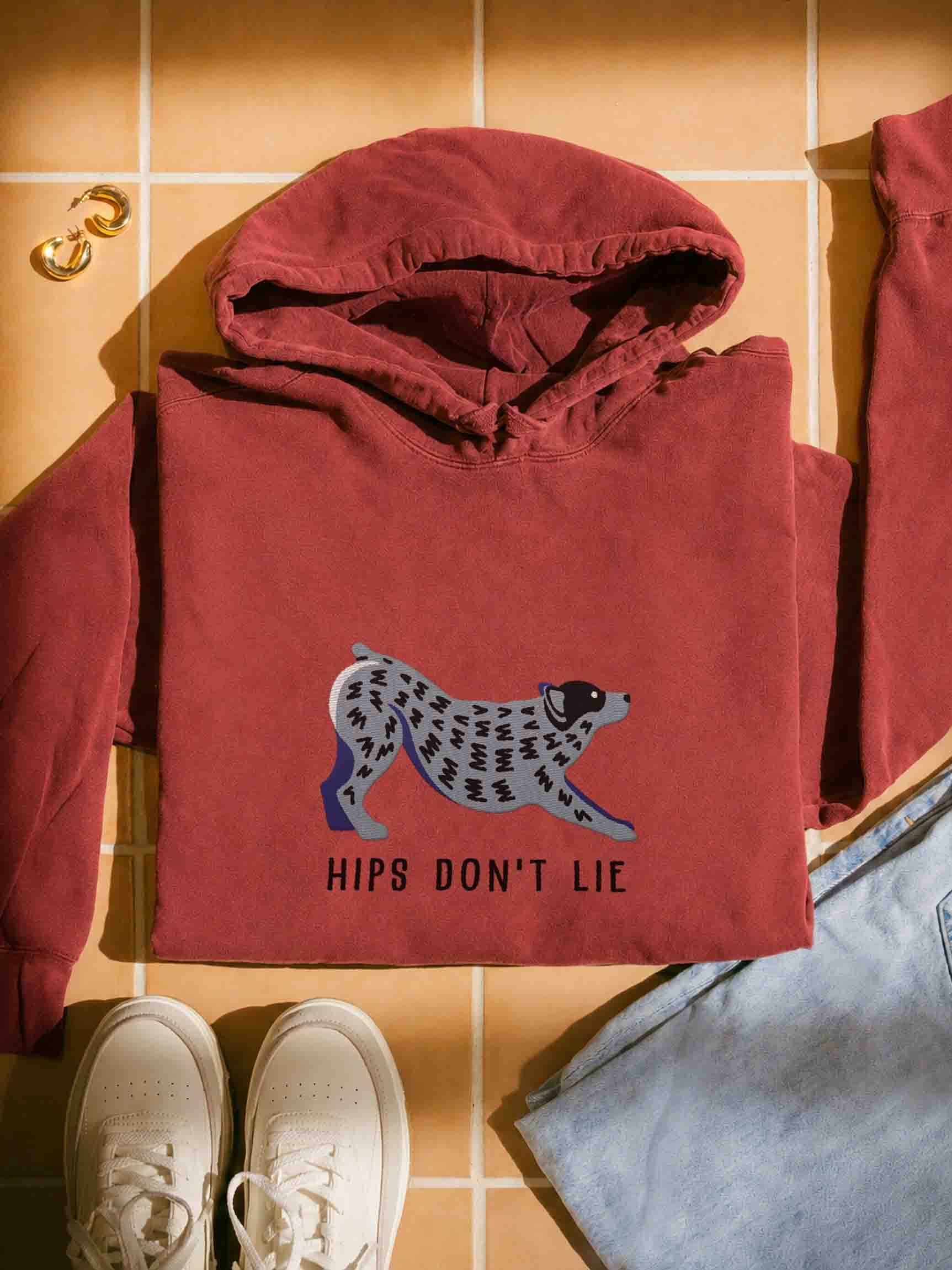 Hips Don't Lie Premium Hoodie (Embroidered) of an Australian Cattle Dog(Blue Heeler 2) product image (1)