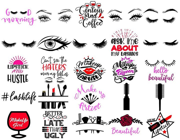 120+ Makeup SVG Bundle for Cricut | Makeup Quote SVG PNG DXF EPS | Eyelash Beauty Clipart Instant Download product image (2)