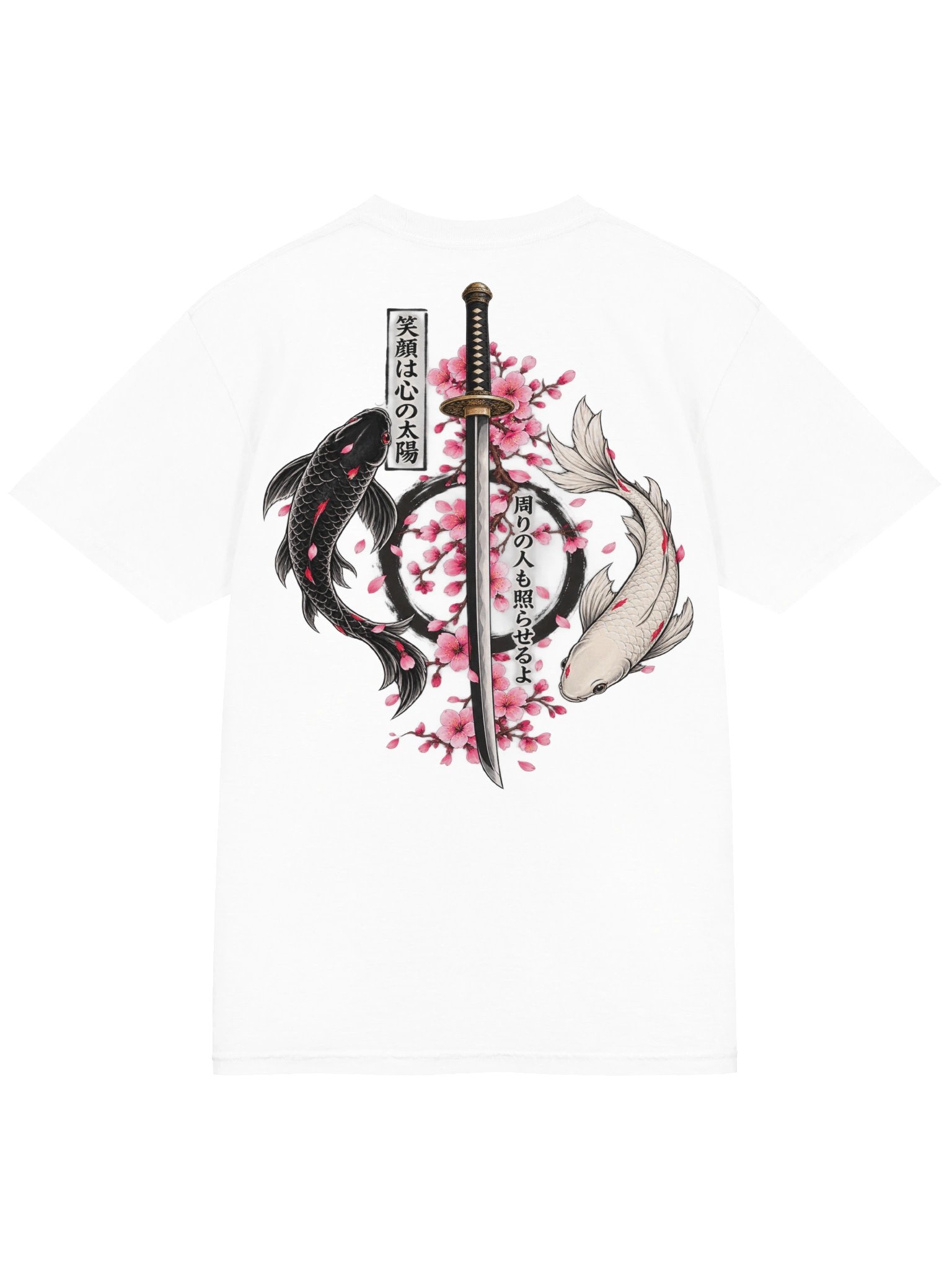 JAPANESE KOI FISH KATANA & SAKURA DOUBLE-SIDED GRAPHIC T-SHIRT | JAPANESE STREETWEAR TEE product image (7)