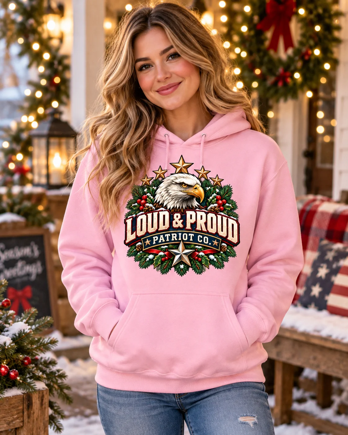 Peace on Earth, Freedom at Home – Patriotic Christmas Hoodie product image (4)