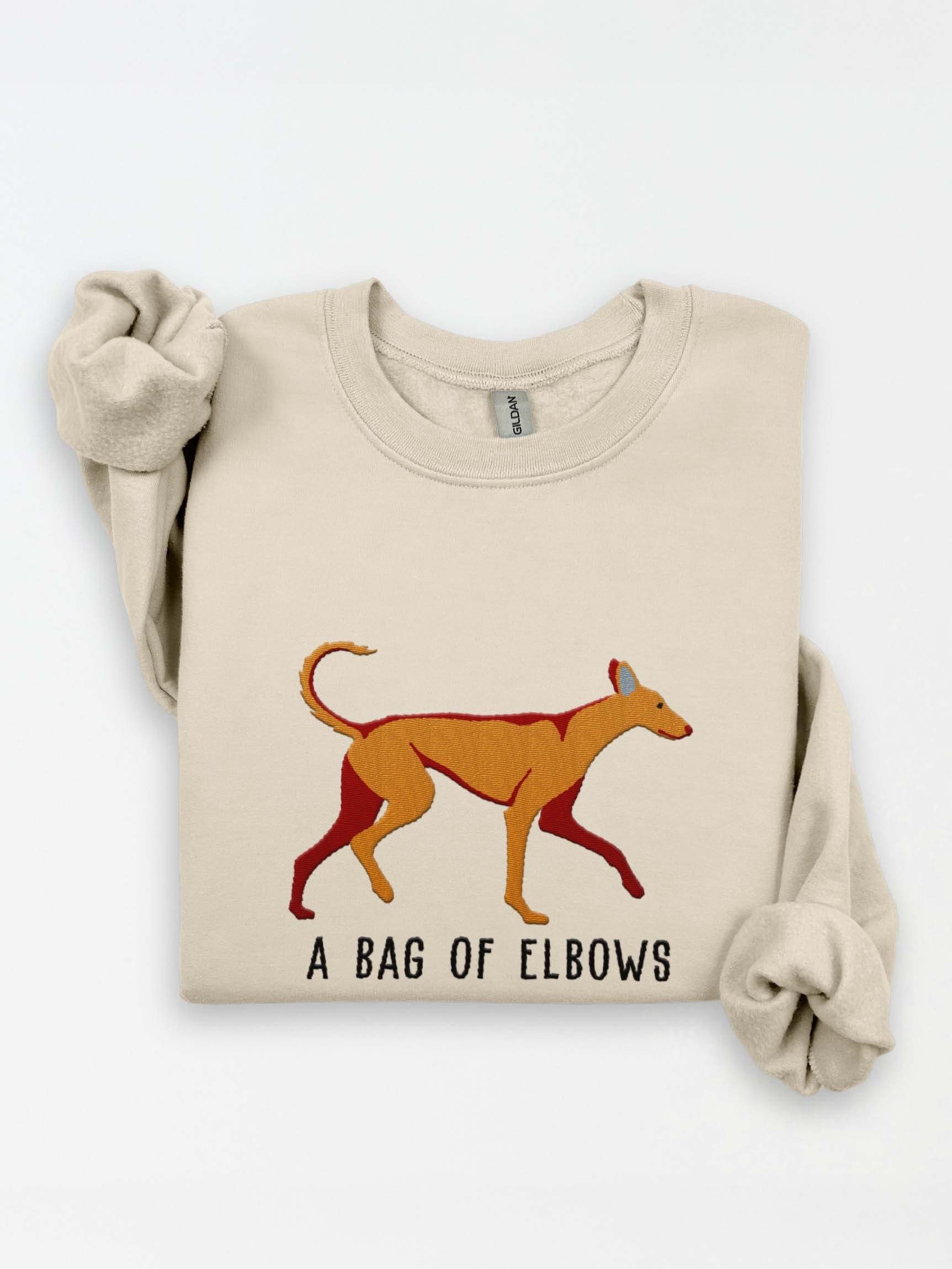 A Bag of Elbows Sweatshirt (Embroidered) of an Ibizan Hound(Tan) product image (1)