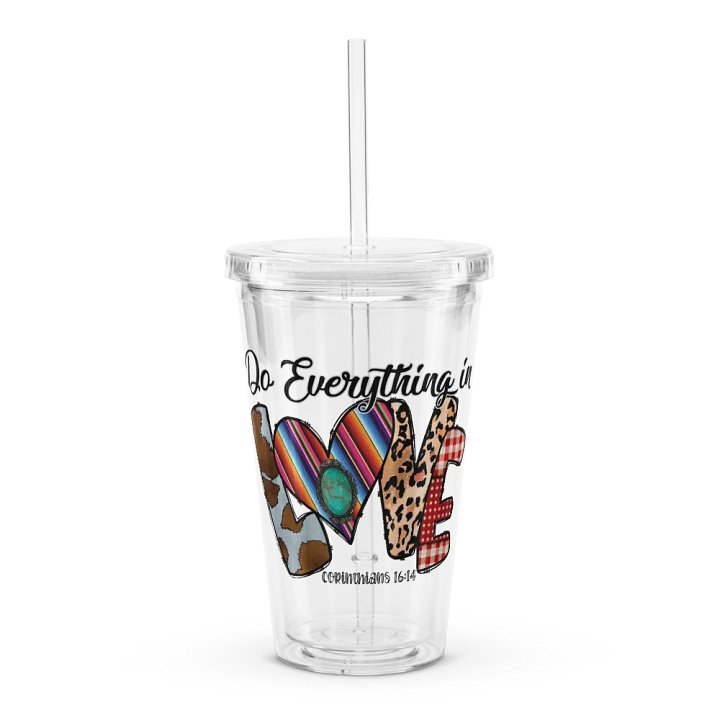 Do Everything in Love - Double Wall Clear Plastic Tumbler product image (1)