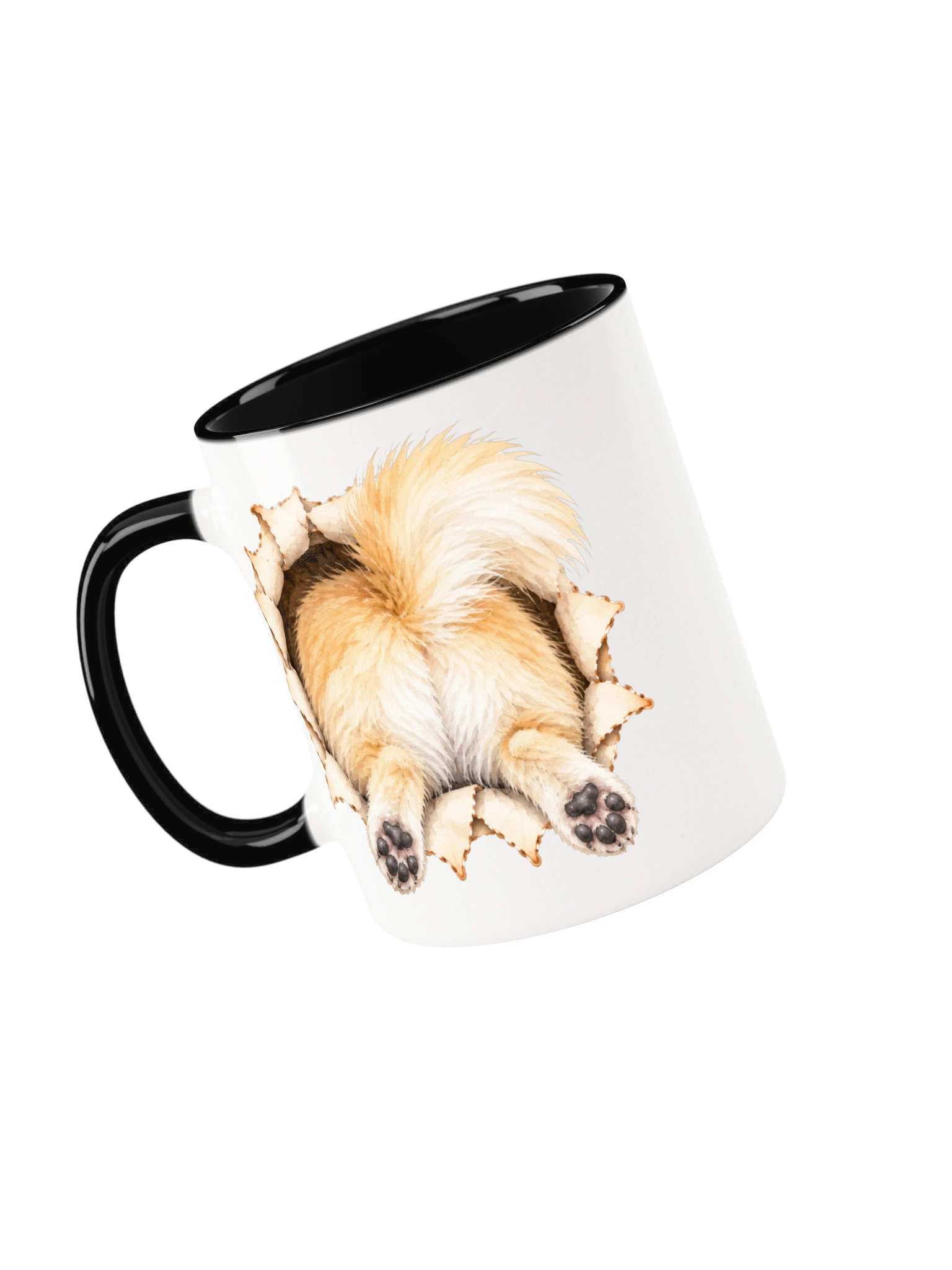 Peekaboo Fluffy White Dog Front and Back Mug product image (17)