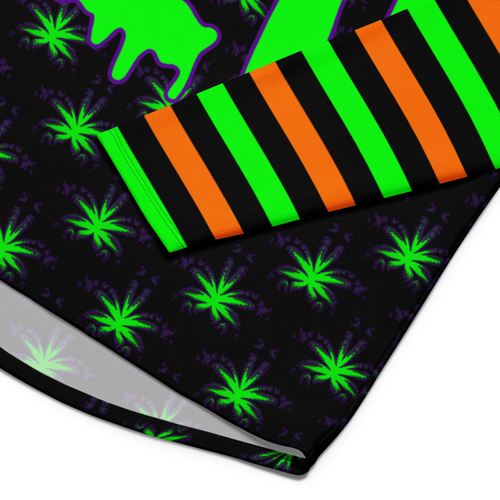 420 Halloween Hockey Jersey, Creepy Cannabis Clothes, Weed Leaf Fall Festival Fashion, Stoner Rave Stripe Shirt, Orange Black Green EDM Wear product image (2)