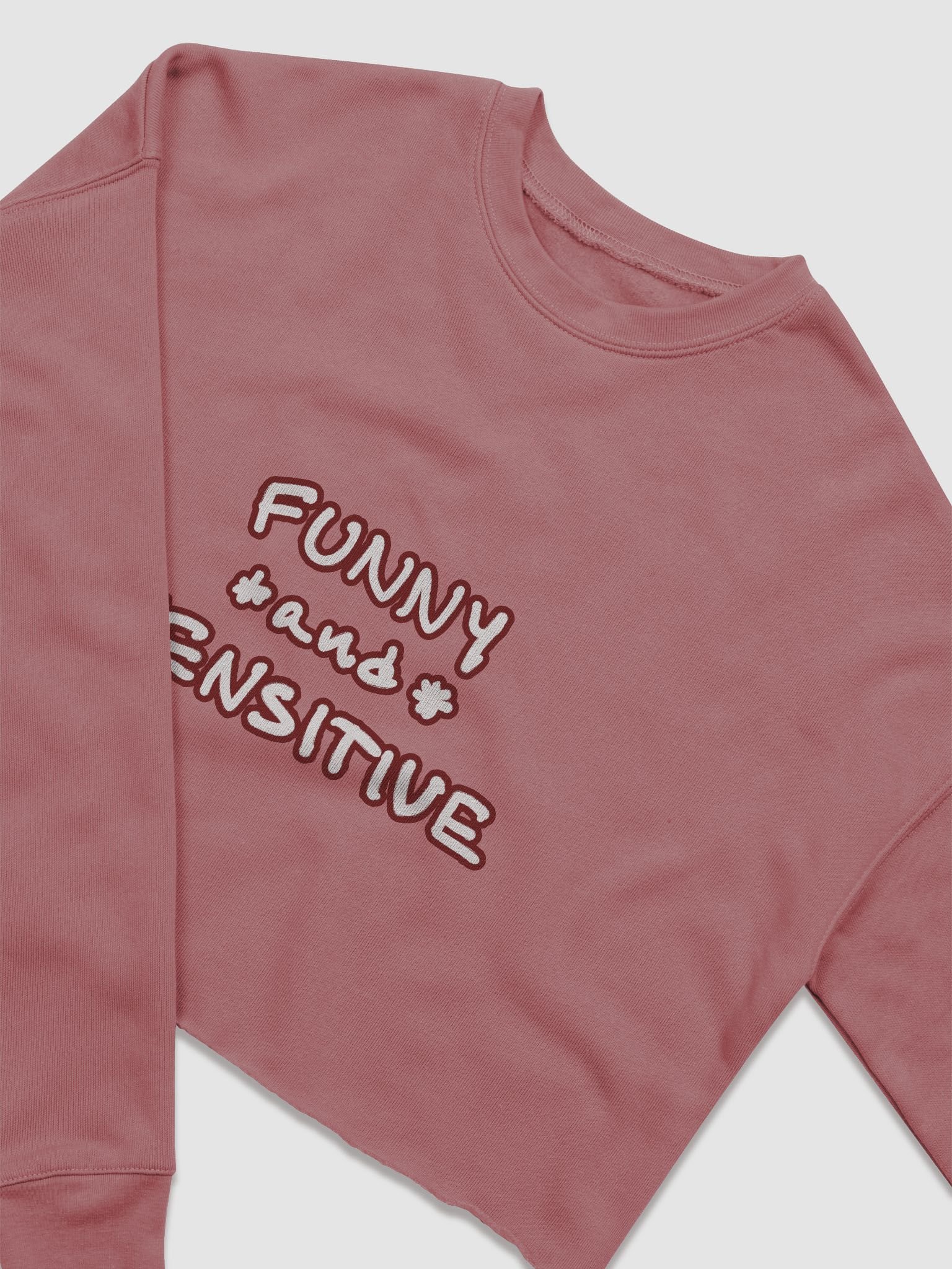 FUNNY *and* SENSITIVE (lined design, #6D1616) women’s fleece crop sweatshirt product image (17)