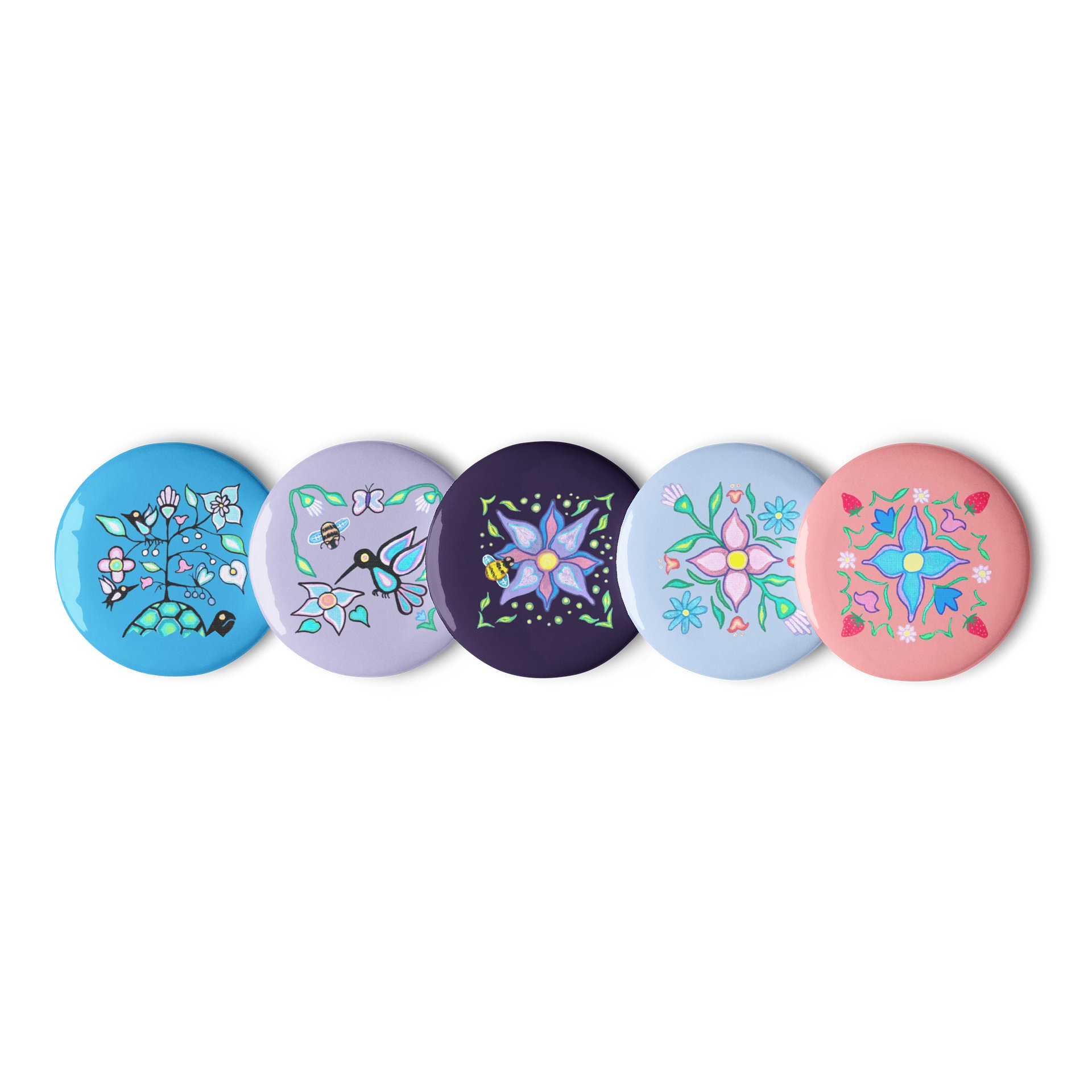 “woodland pixels” set of 5 buttons product image (1)