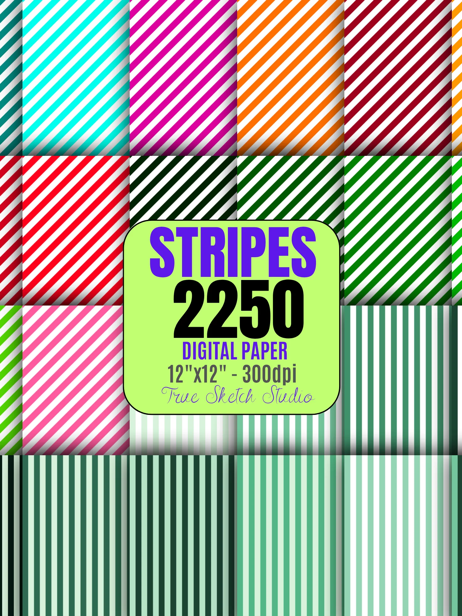 Striped Digital Paper Bundle, 2250 Stripe Patterns product image (5)
