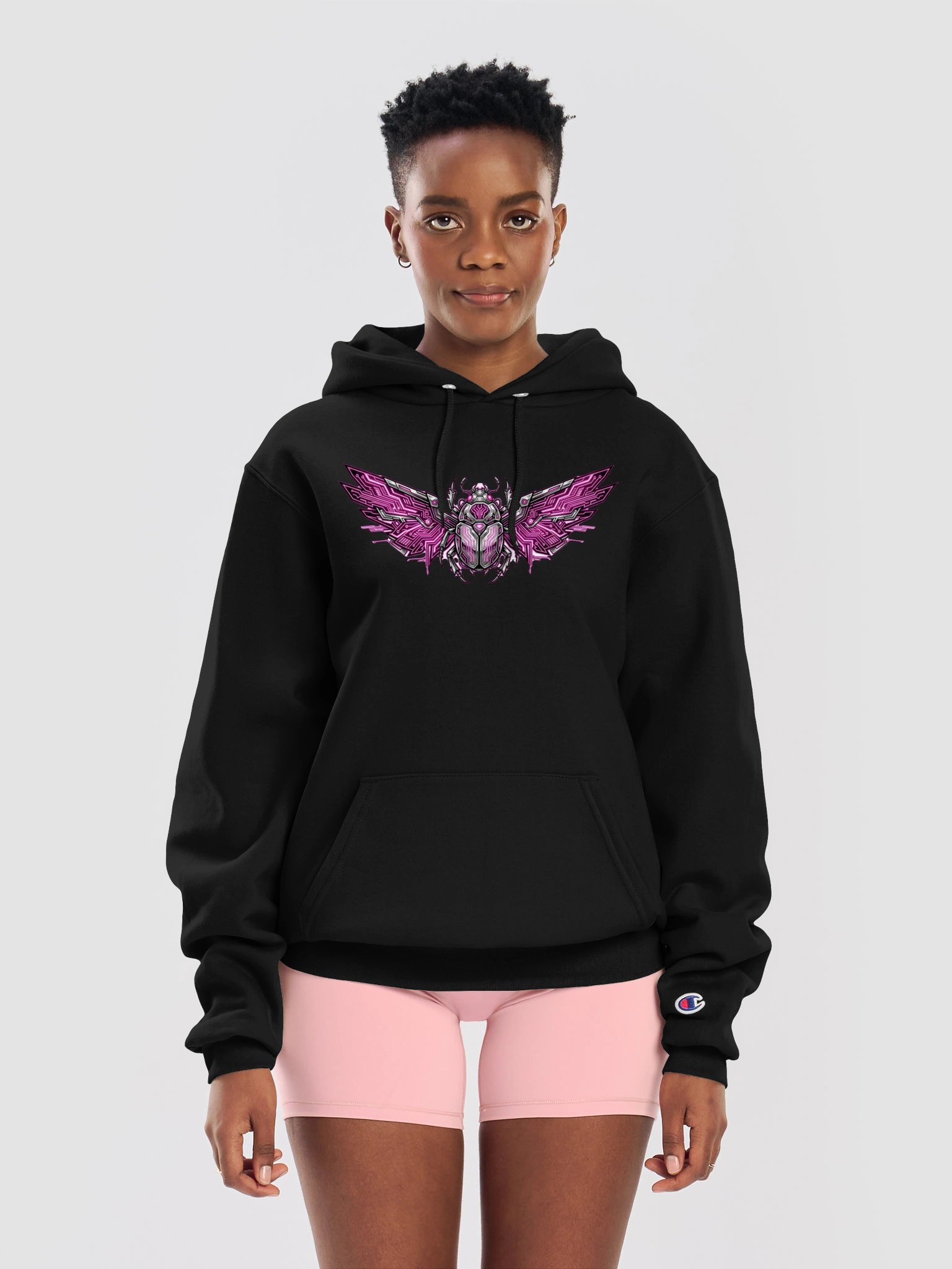 Neon Circuit Scarab Champion Hoodie product image (5)