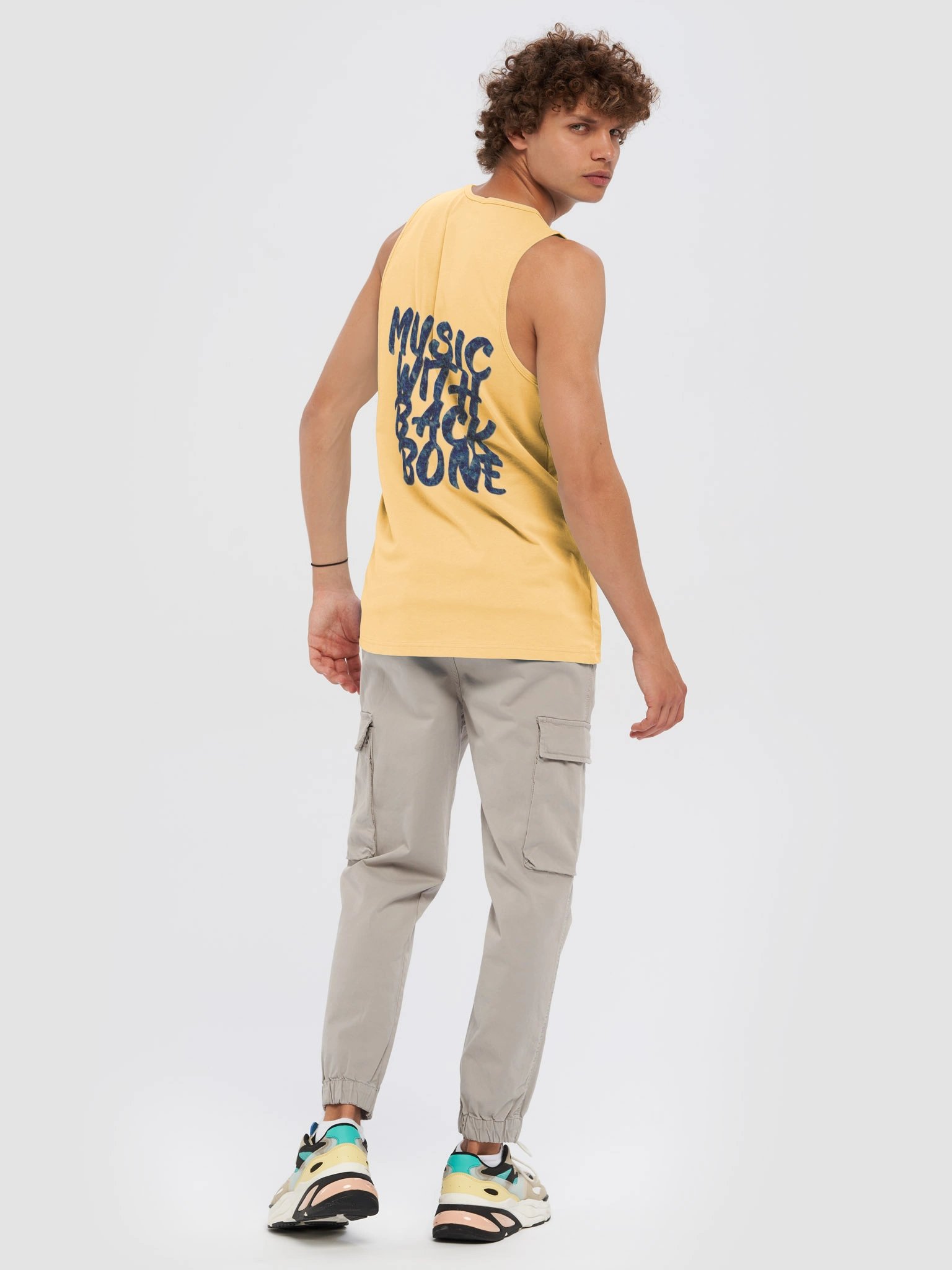 5 YRS OF SPYNAL X CUSSDEM EMBROIDERED WHITE/YELLOW TANK product image (6)