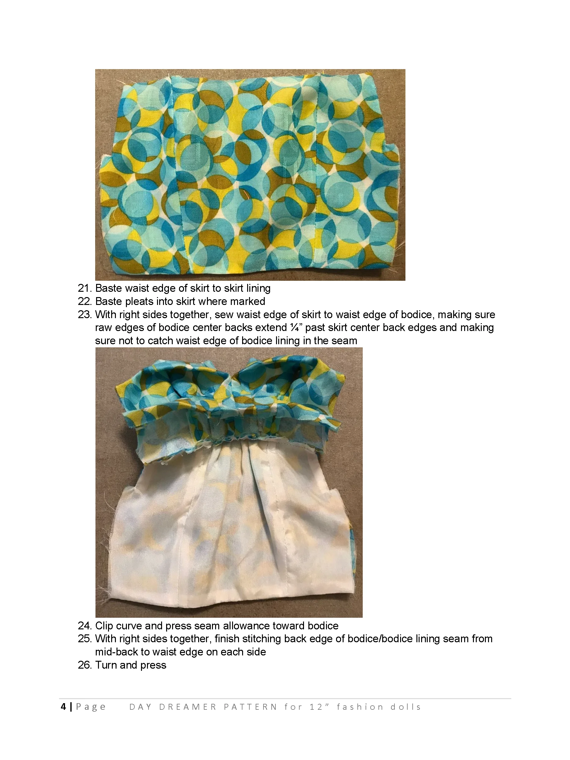 Day Dreamer sewing pattern for 12" fashion dolls product image (3)