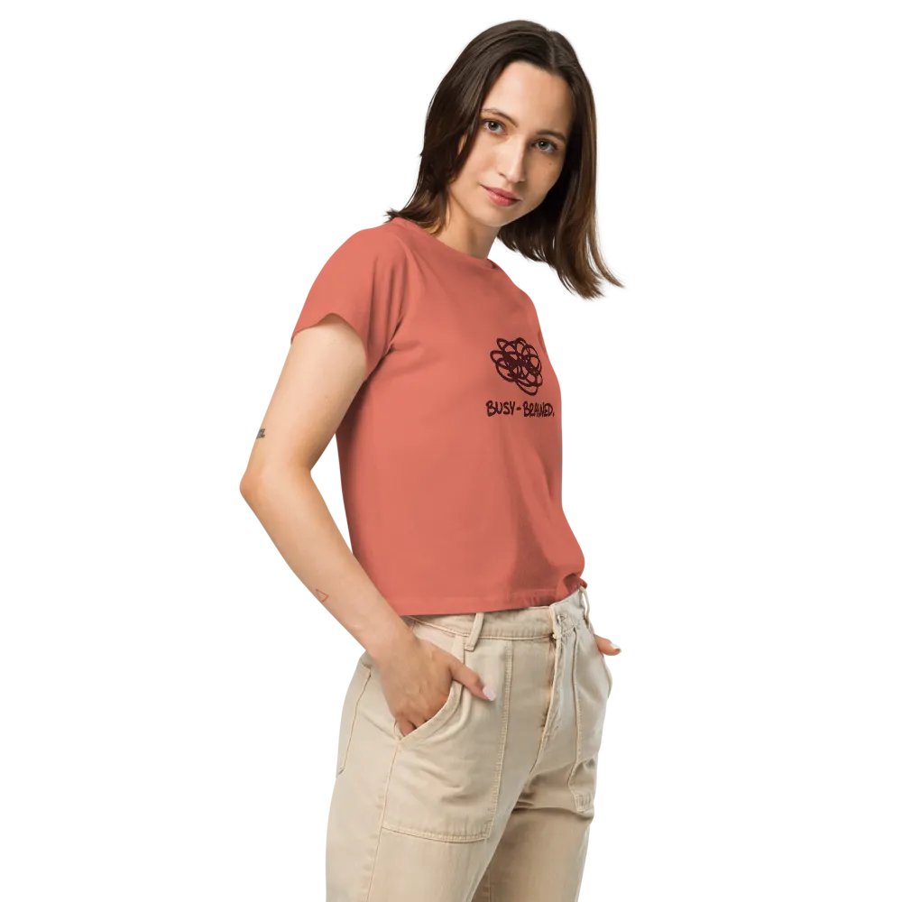 BUSY-BRAINED (maroon design) printed waist-length tee product image (10)