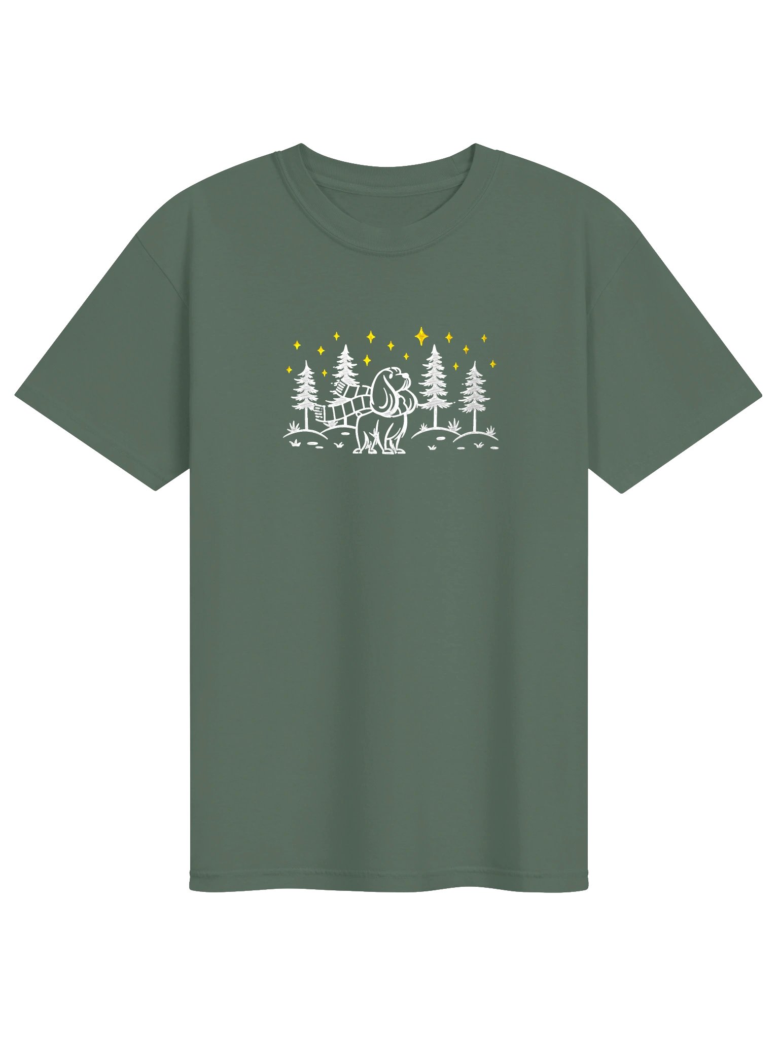 American Cocker Spaniel Winter/Christmas Line Art Design Embroidered T-Shirt product image (1)