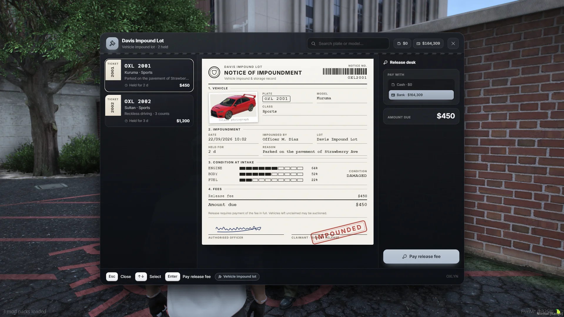 FiveM Garage Script – In-Game Creator, Park System, Contracts & Impound (ESX/QB/QBOX) product image (3)
