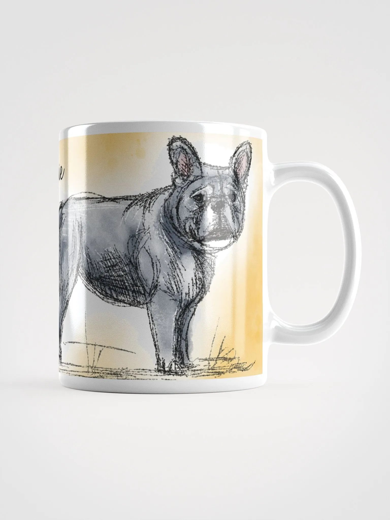Hand Drawn Frenchie Love White Glossy Mug product image (2)