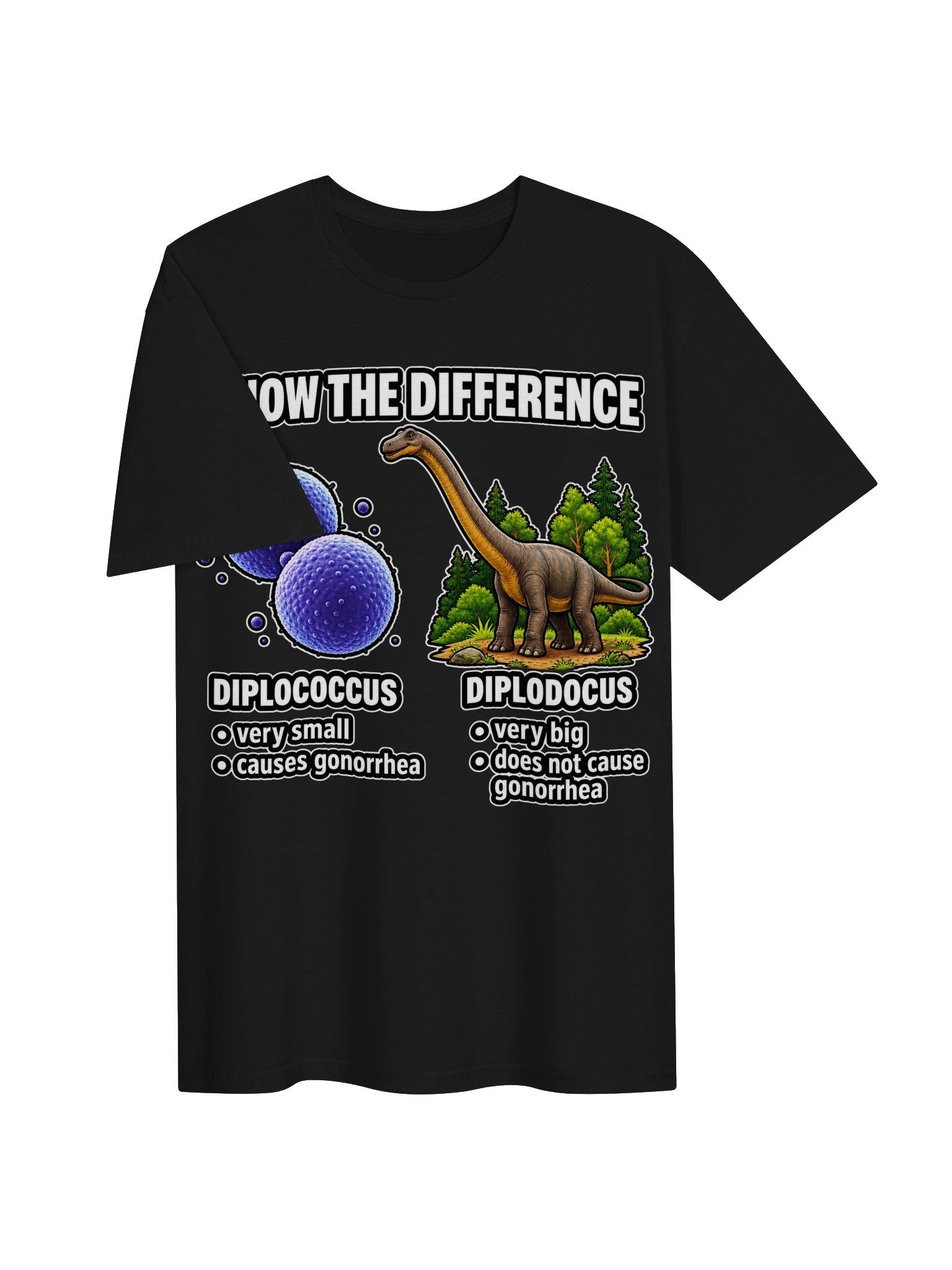 Diplococcus vs Diplodocus – Know the Difference Funny Science T-Shirt product image (3)