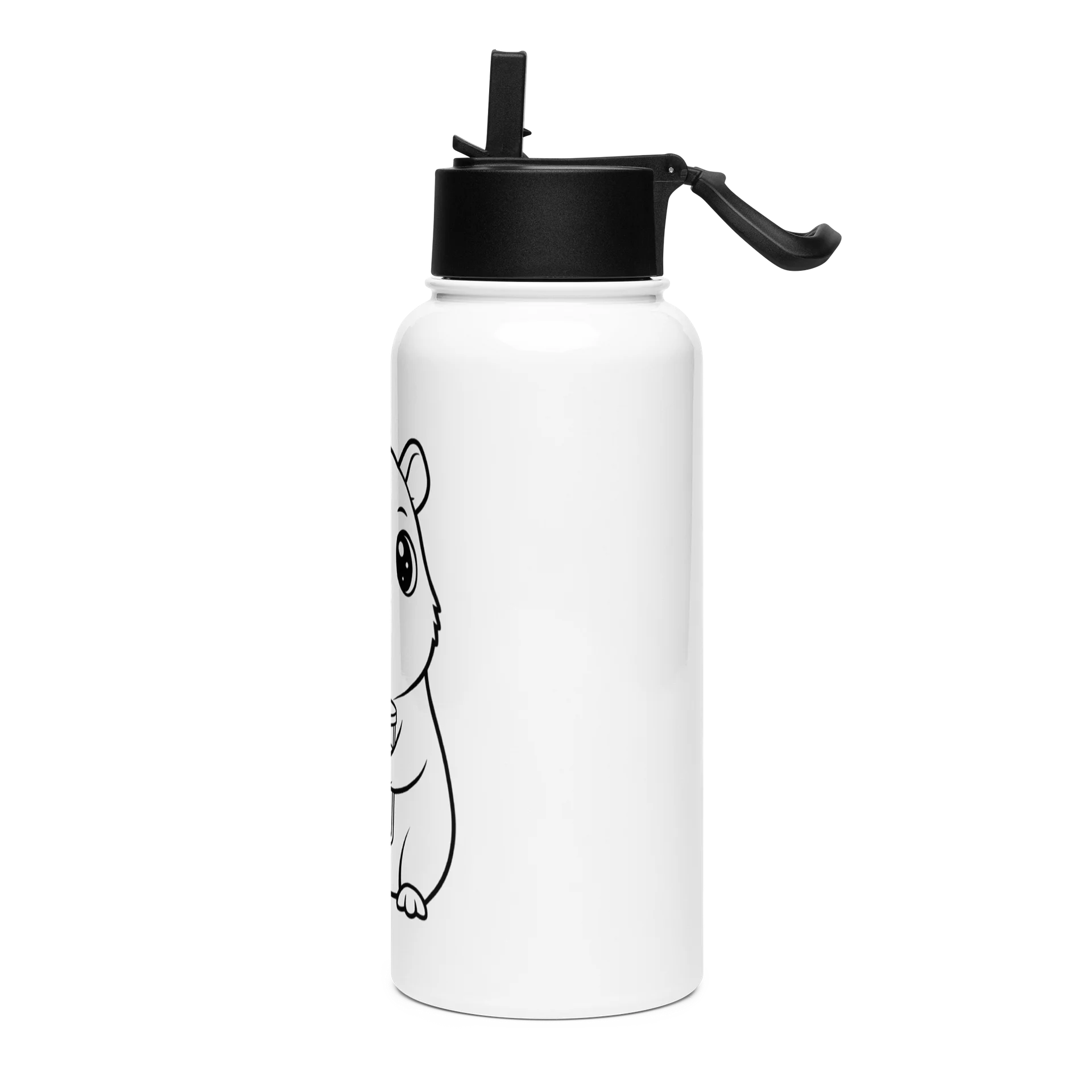 Cute Capybara Bubble Tea Design Insulated Water Bottle 32oz Gift for Kawaii Style Animal Lovers Line Art Illustration product image (4)