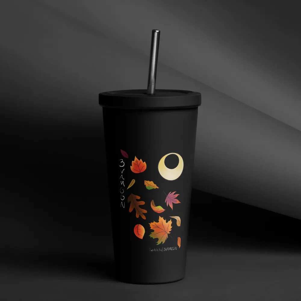 Autumn Leaves Moon Tumbler with straw product image (8)