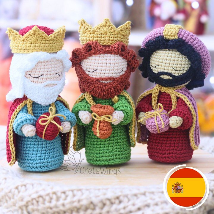 Patrón de amigurumi de los Tres Reyes Magos del Nacimiento por GretaWings (descarga digital) product image (1)