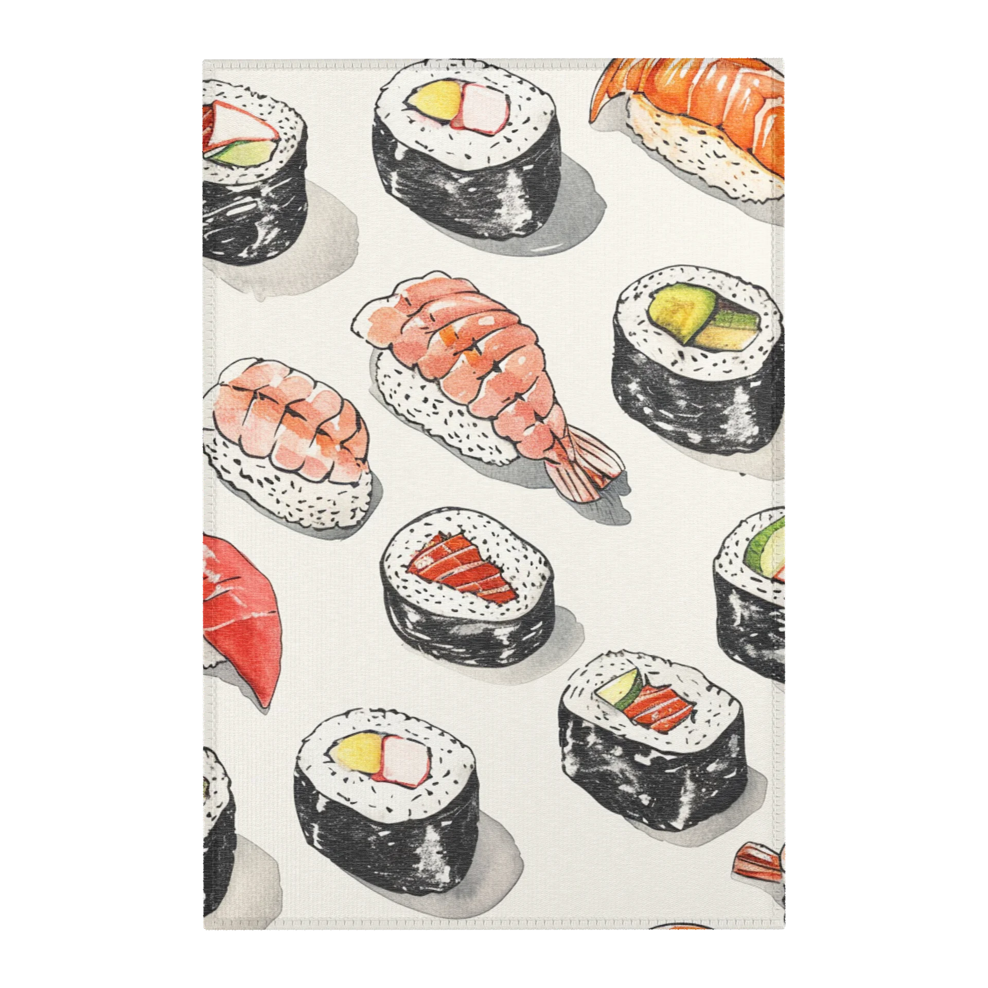 Watercolor Sushi Pattern Area Rug - Japanese Food Home Decor product image (1)