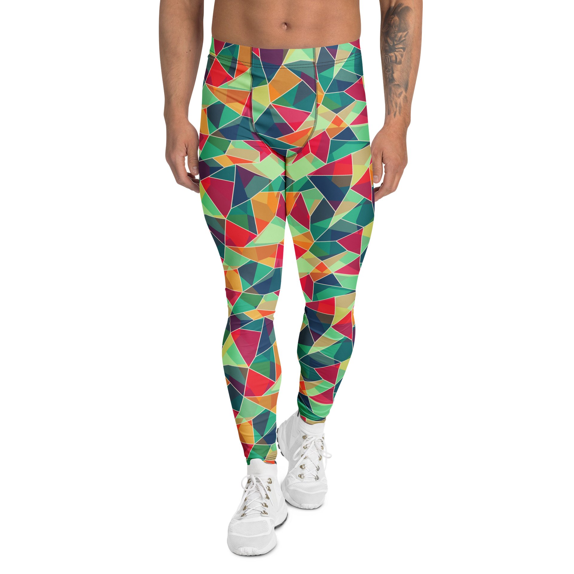 Comfortable Men's Leggings with Geometric Triangle Pattern product image (1)
