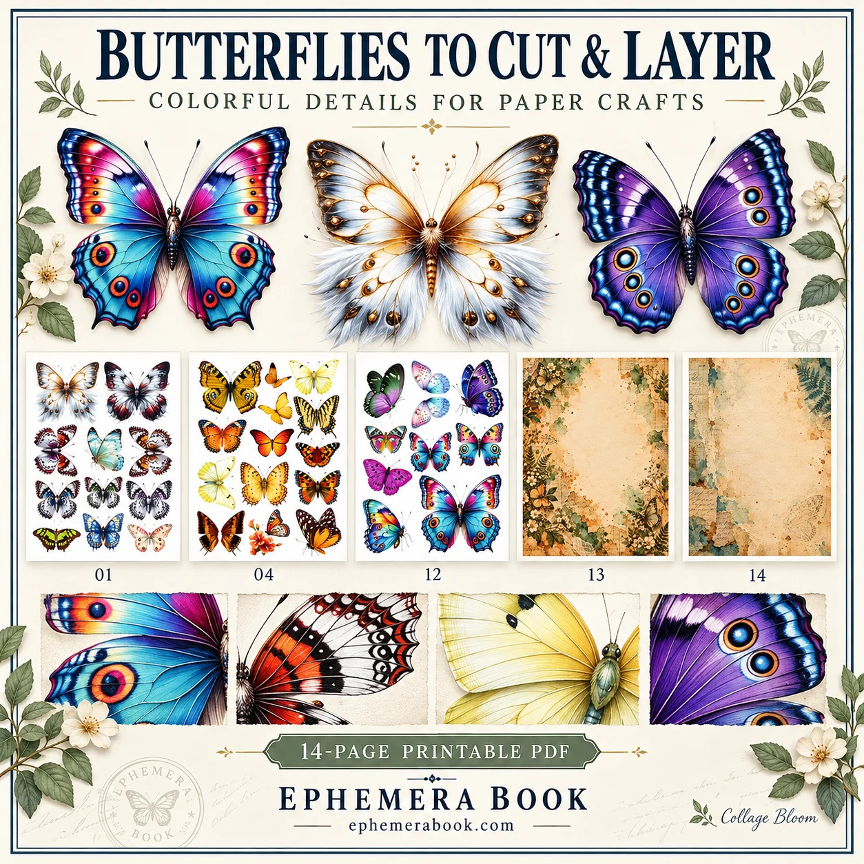 Butterfly Ephemera Printable PDF | 14 Pages | Ephemera Book product image (2)