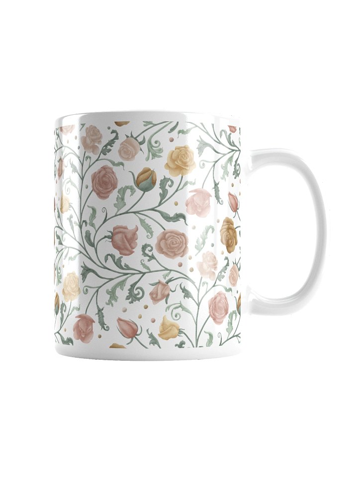White glossy mug magical garden of renaissance. Elegant floral coffee mug for art lovers product image (5)
